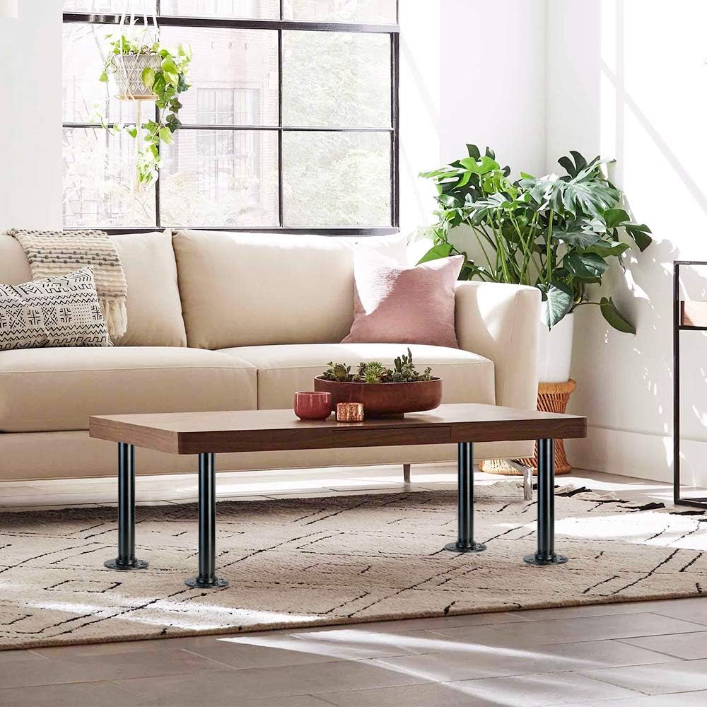 GeilSpace Patas de mesa de tubo industrial de 12 pulgadas, tubos de metal y bridas para mesas y muebles vintage personalizados, patas de escritorio