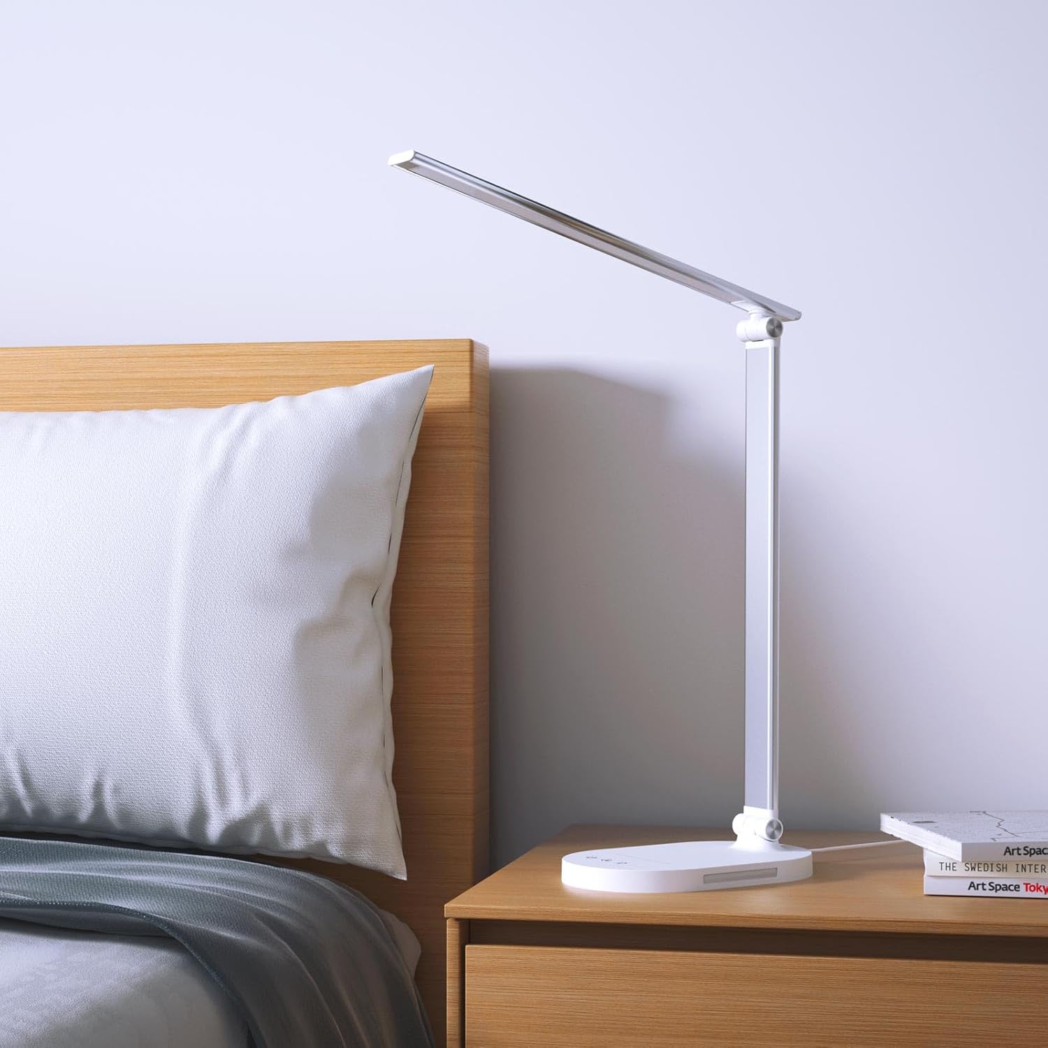 Lámpara de escritorio, luz de lectura, lámpara de mesa con puerto de carga USB, luz nocturna, temporizador de 60 minutos, 6 W, 5 modos, lámpara de