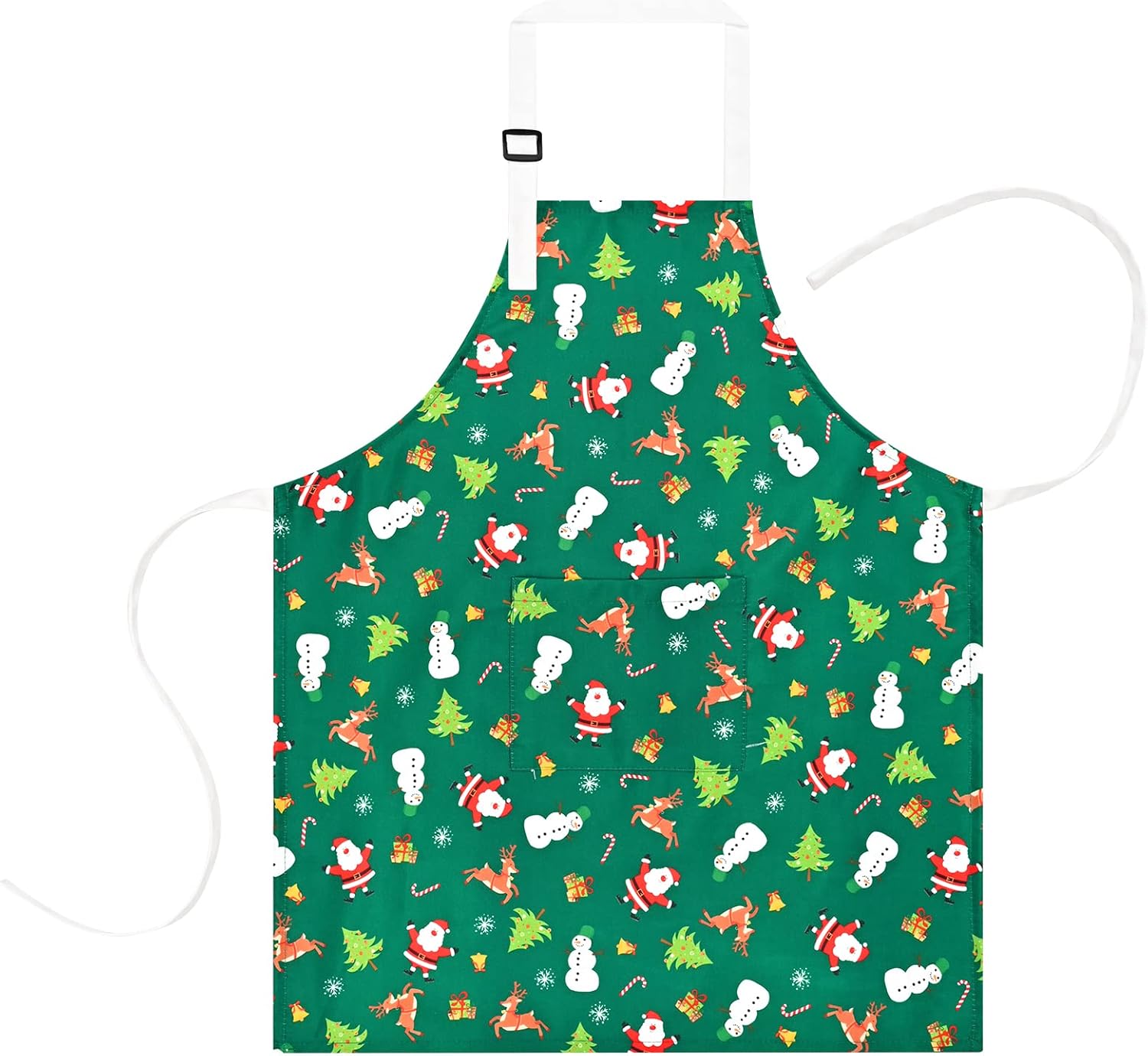 ASPMIZ Delantal de cocina de Papá Noel verde con correa ajustable para el cuello, delantal impermeable de muñeco de nieve de invierno para niños