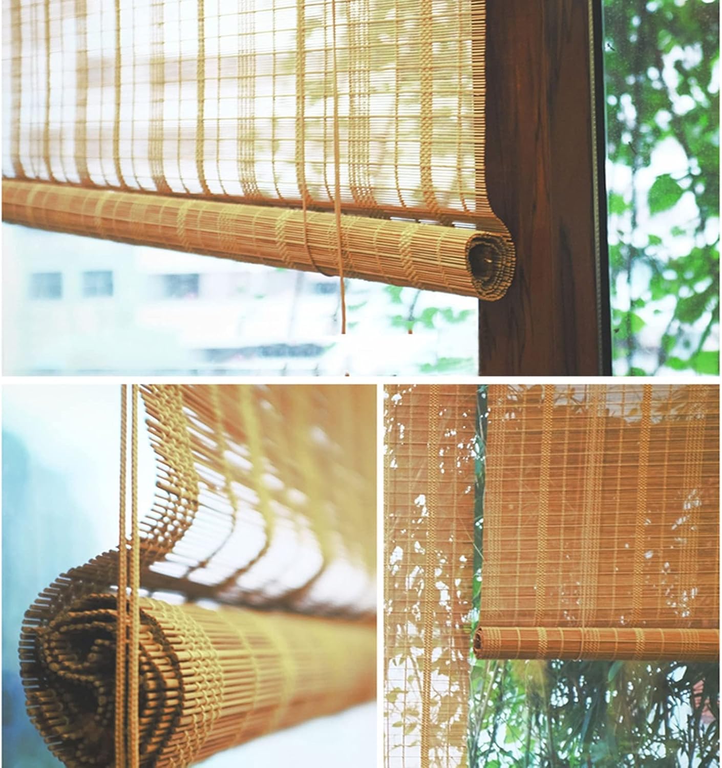 SHUITUKOUU Bambú inscribible en Persiana natural, cortina Estor Bambú, cortina Bambú, cortinas solares, luz filtrada, transpirable, protección UV,
