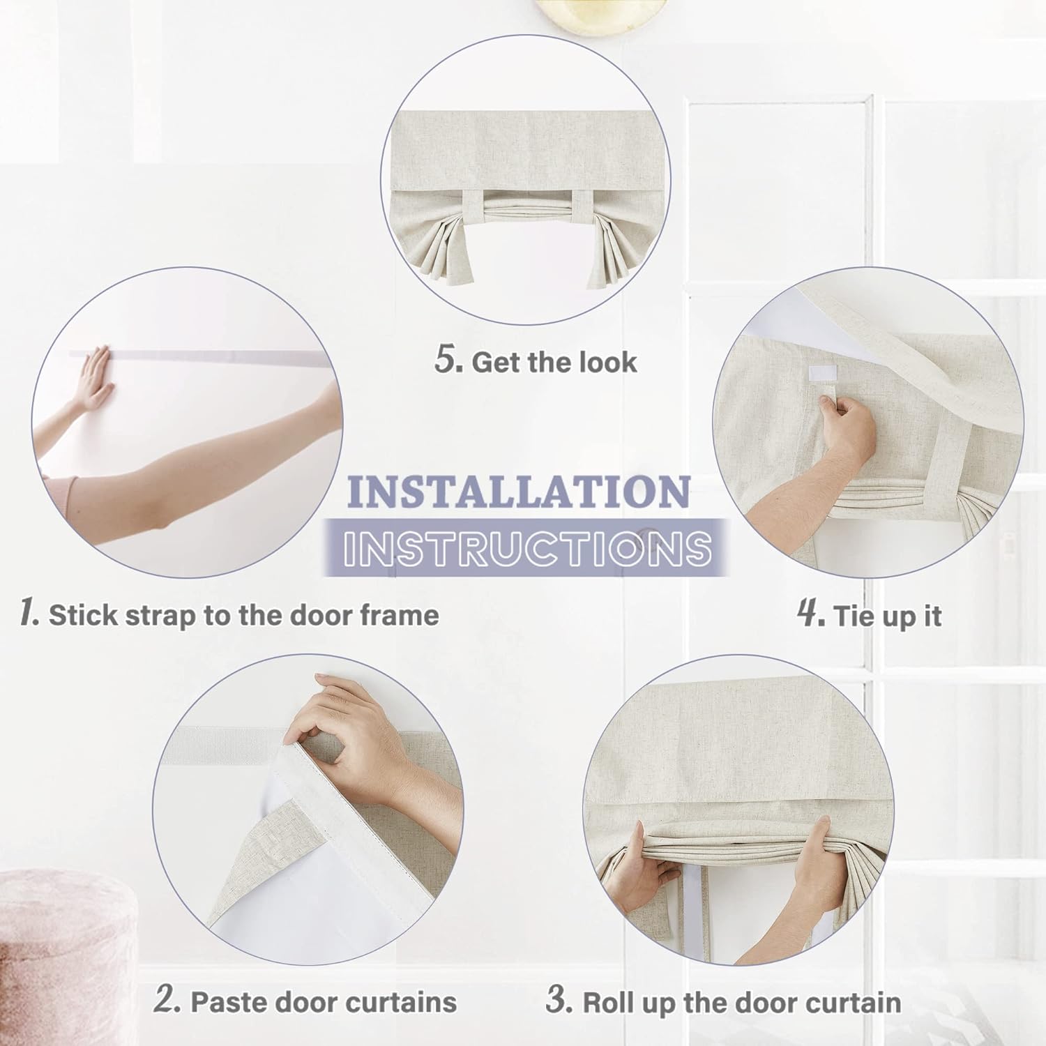 RYB HOME – Cortinas 100% opacas para puerta Tricia, mezcla texturizada de lino, aislamiento térmico, privacidad, ventana de puerta francesa,