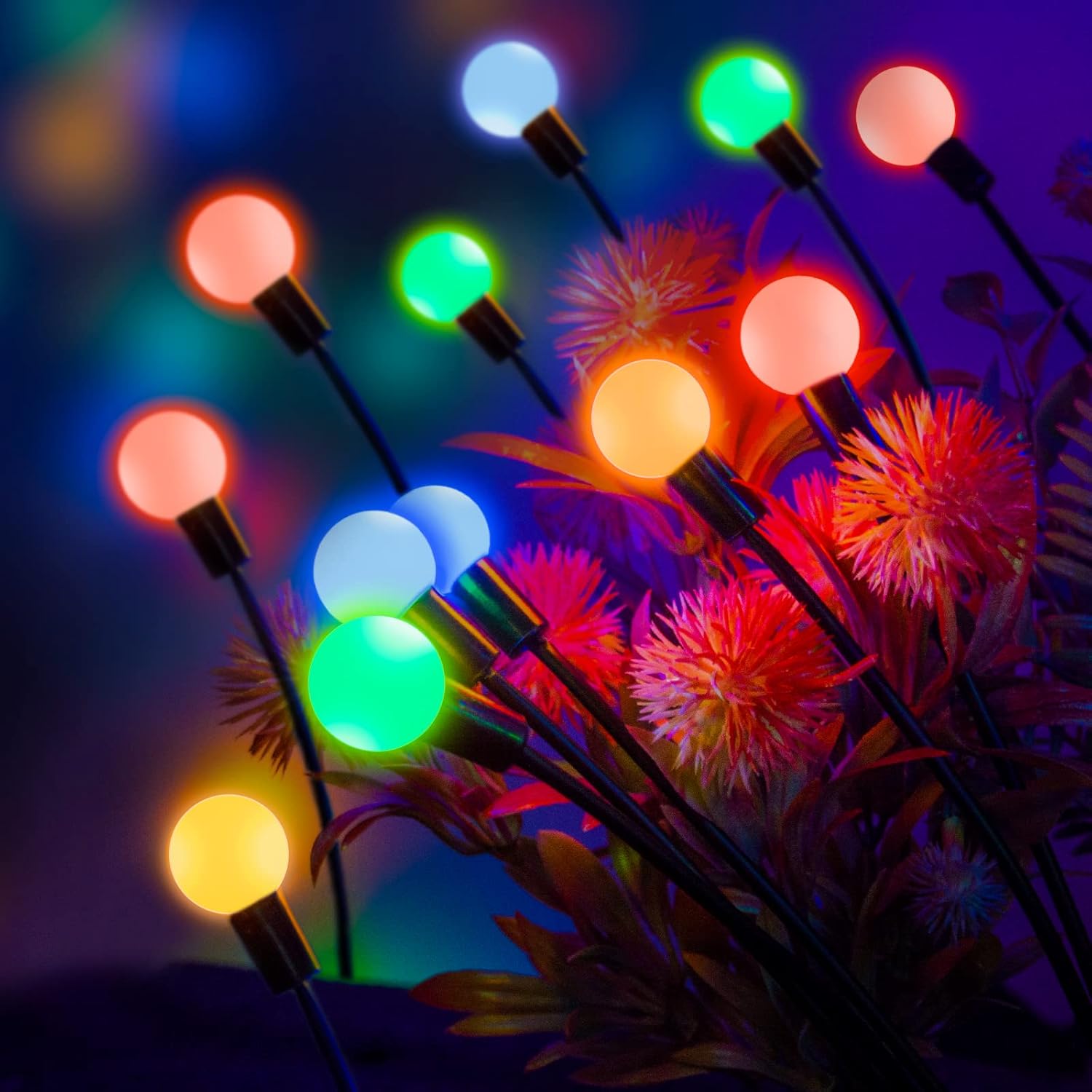 Luces solares Grden, paquete de 8 luces solares oscilantes mejoradas, luces de luciérnaga multicolor cambiantes, impermeables con control remoto, 8