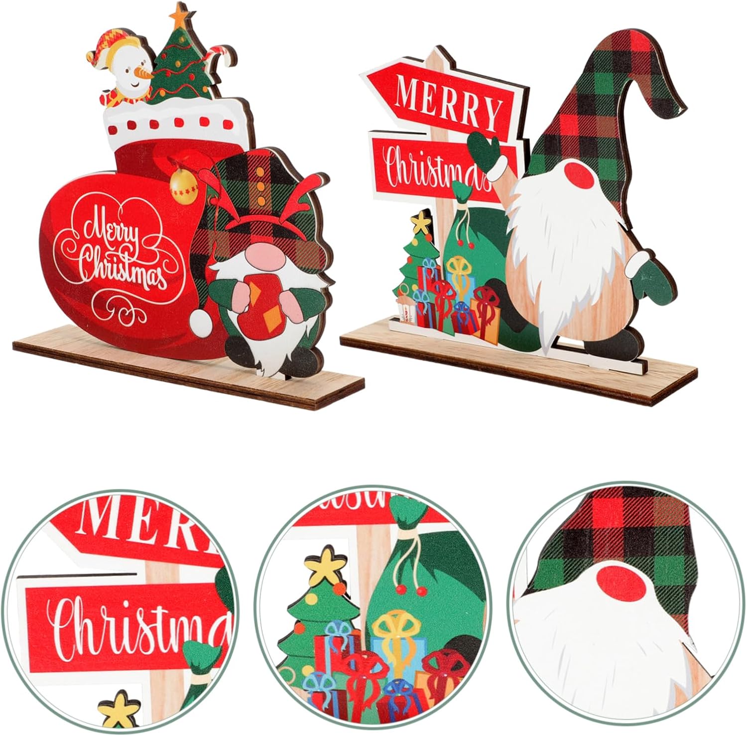 Abaodam 2 adornos de madera de Navidad, letrero de madera de Papá Noel, suministros de fiesta de Navidad, centro de mesa, mesa de fiesta, letrero de
