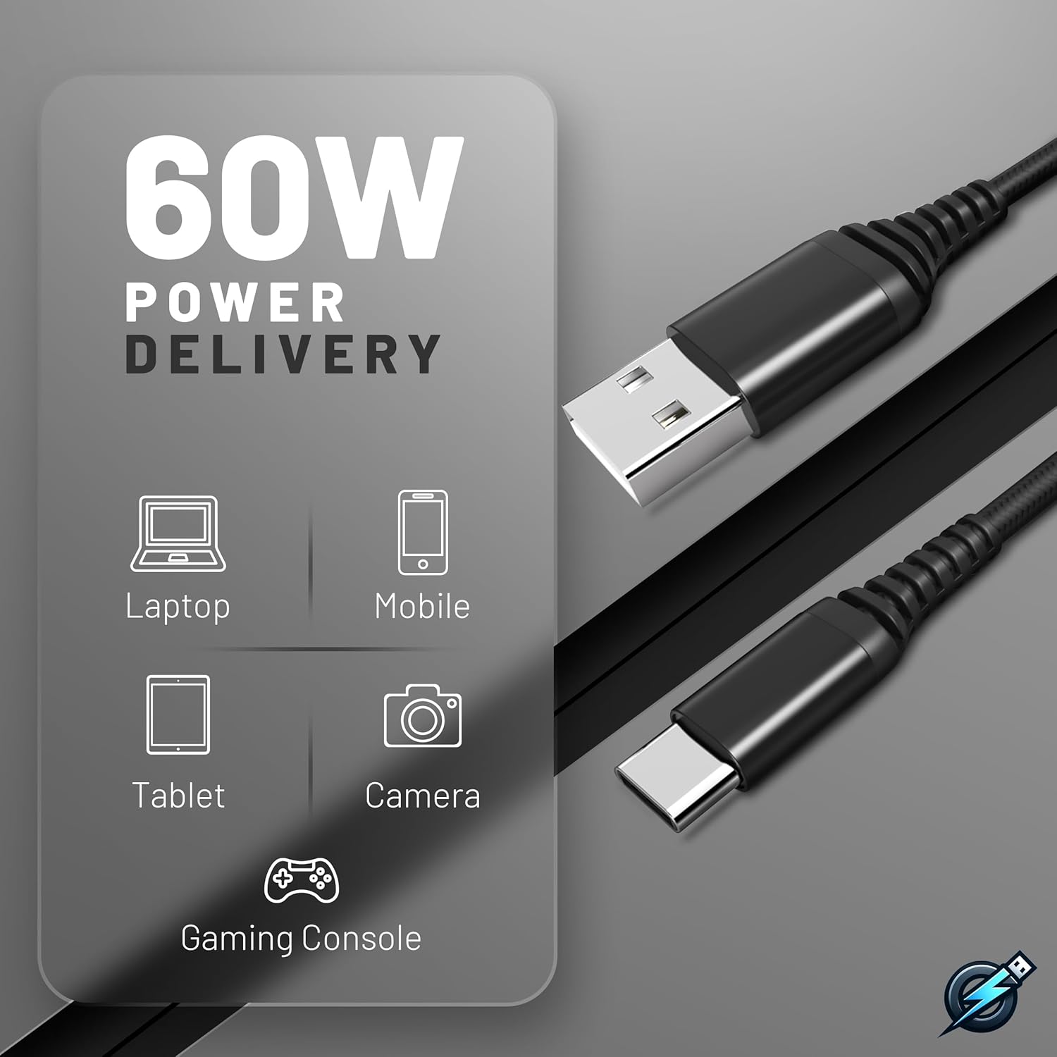Cable USB C 5 unidades 3.1A QC 3.0 60W de carga rápida USB tipo C a A (336610 pies) cables trenzados de nailon compatibles con iPhone 15, MacBook