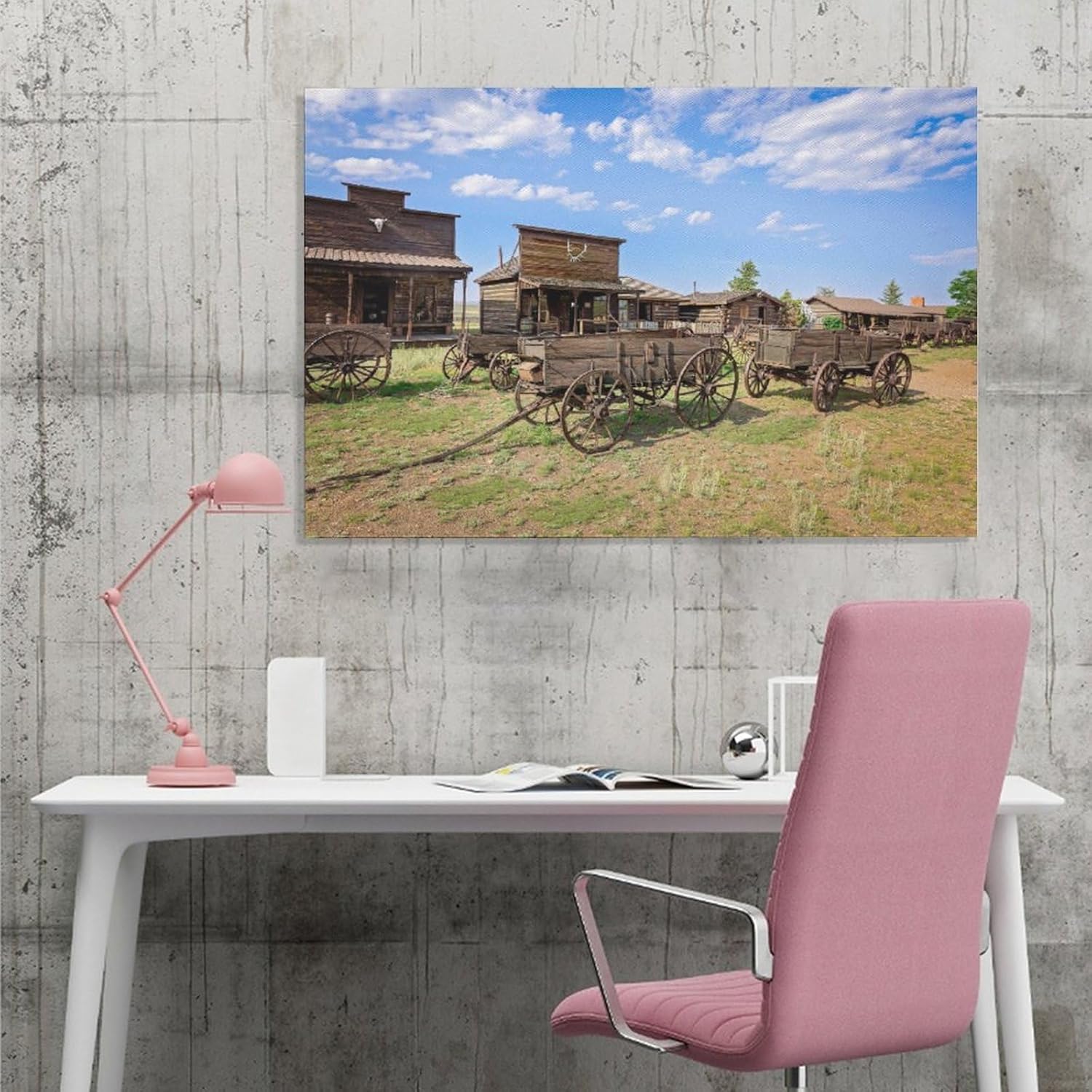 Pósteres de lona de estilo rústico de la ciudad fantasma del oeste del viejo oeste, decoración de dormitorio, decoración de oficina, regalos de