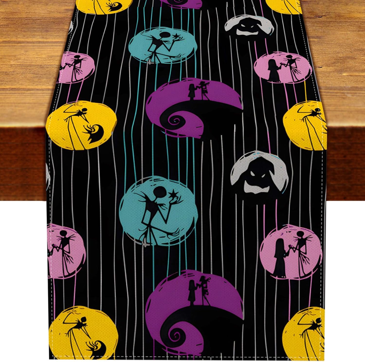 Camino de mesa The Nightmare Before Christmas Jack Skellington y Sally para decoración de fiesta de cumpleaños, Halloween, hogar, cocina, comedor
