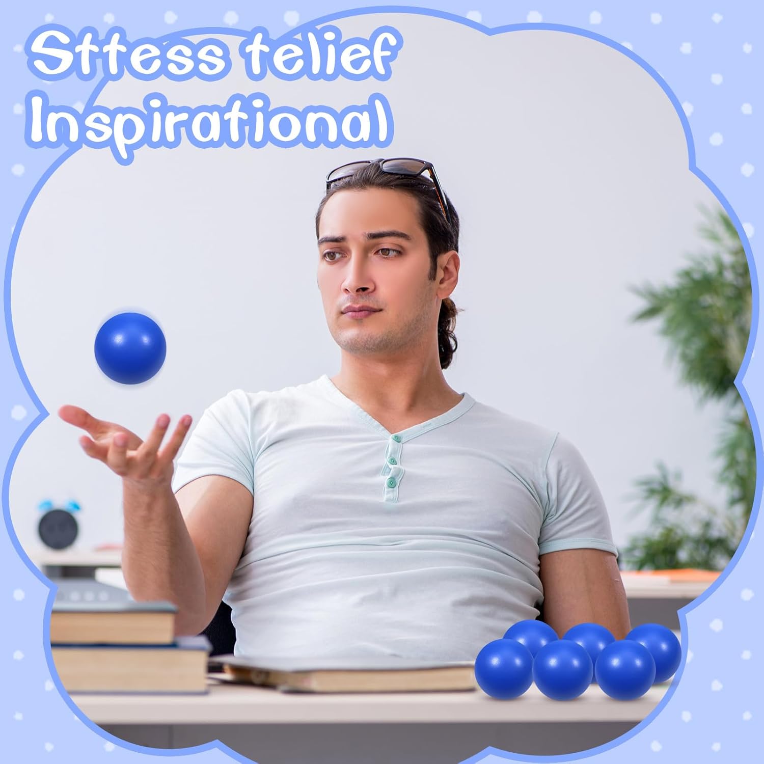 kymqlyw 24 bolas de espuma azul para aliviar el estrés para niños y adultos, juguetes sensoriales para aliviar la ansiedad, TDAH, autismo (azul)