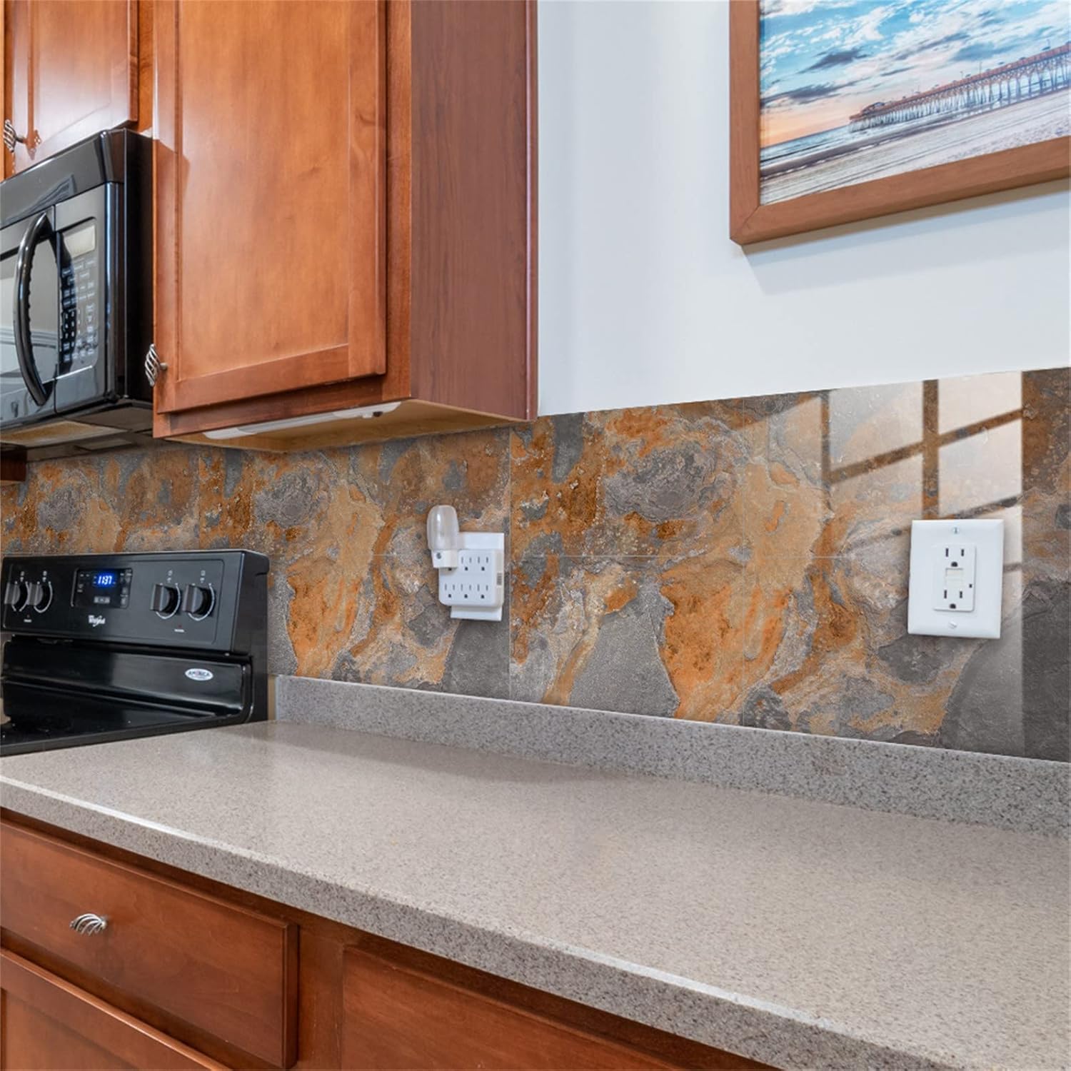 4 hojas autoadhesivas de azulejos de mosaico de metal autoadhesivos para salpicaduras de cocina y baño