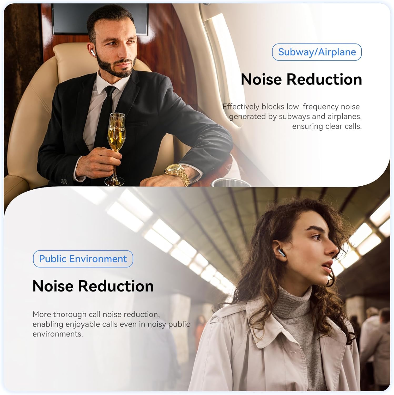 REMCCI Auriculares inalámbricos con control de aplicación multifuncional, tiempo de reproducción ultra largo, pantalla de alimentación LED, carga
