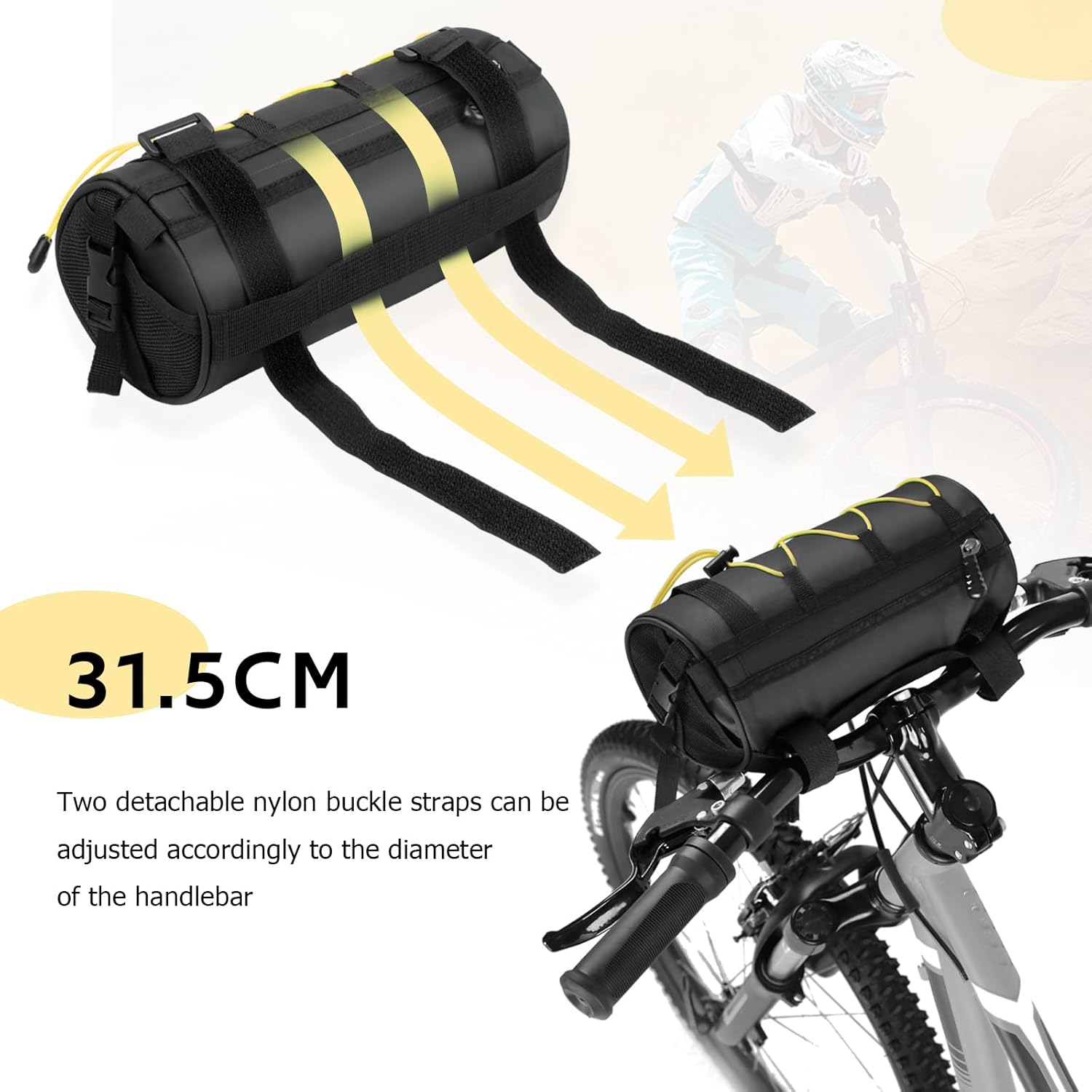 Bolsa para manillar, bolsas de bicicleta para bicicletas, bolsa de marco de bicicleta, bolsa de almacenamiento para bicicleta con cremallera