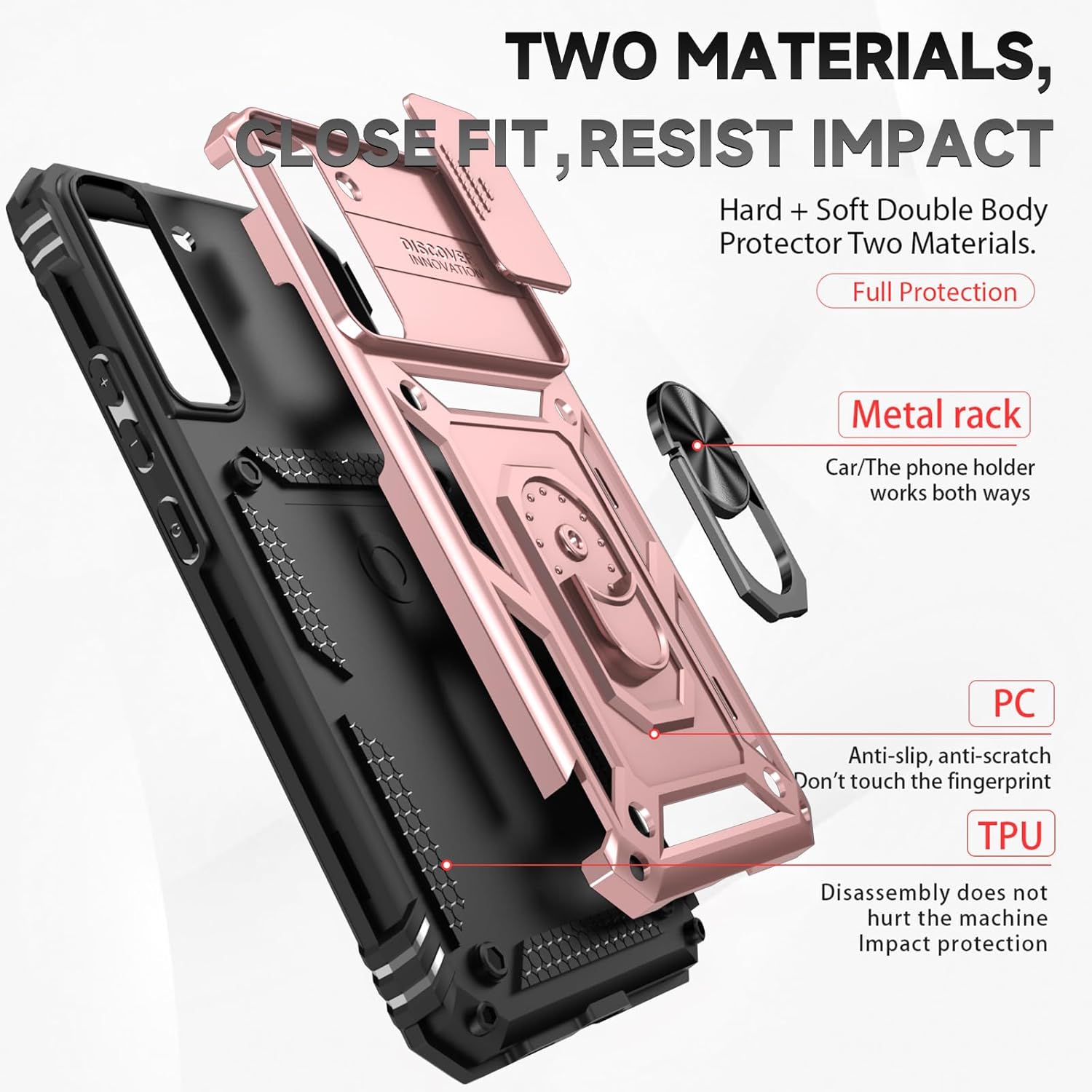 SKTGSLAMY Funda para teléfono Galaxy S22 Plus, con protectores de pantalla y funda para cámara, grado militar 16 pies. Funda protectora con función