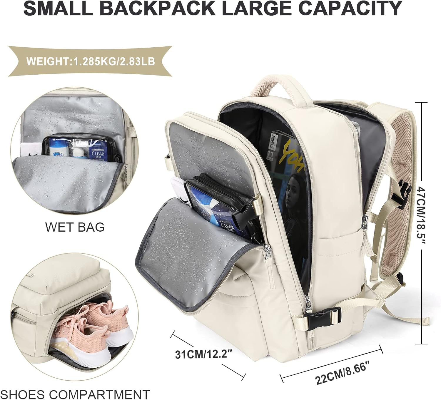 WONHOX Mochila de viaje grande para computadora portátil aprobada para el vuelo, mochila de negocios para mujeres y hombres Mochila de Viaje
