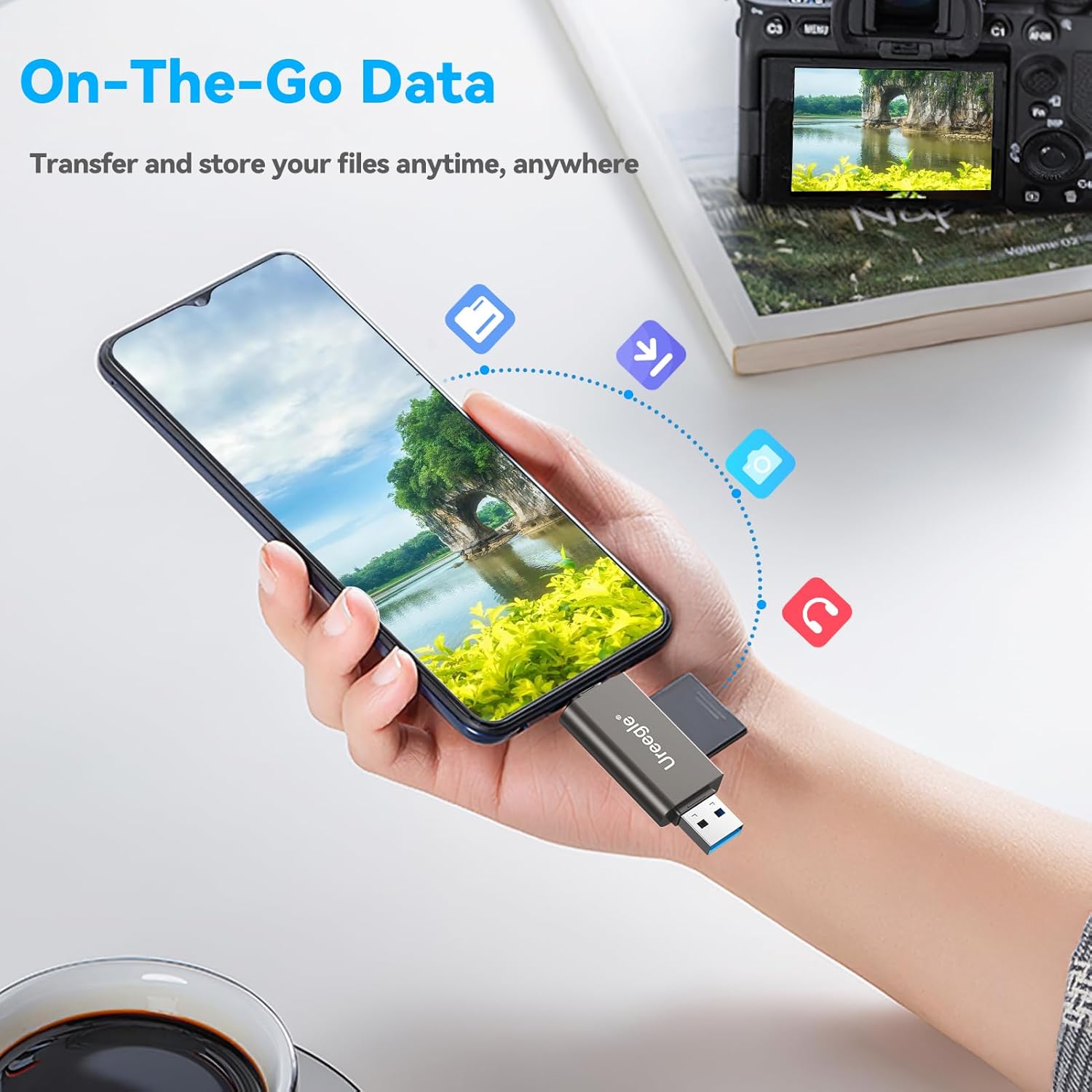 Lector de tarjetas SD, Ureegle USB 3.0 y adaptador de lector de tarjetas de memoria USB C con doble conector, lector micro SD para Mac, computadora,
