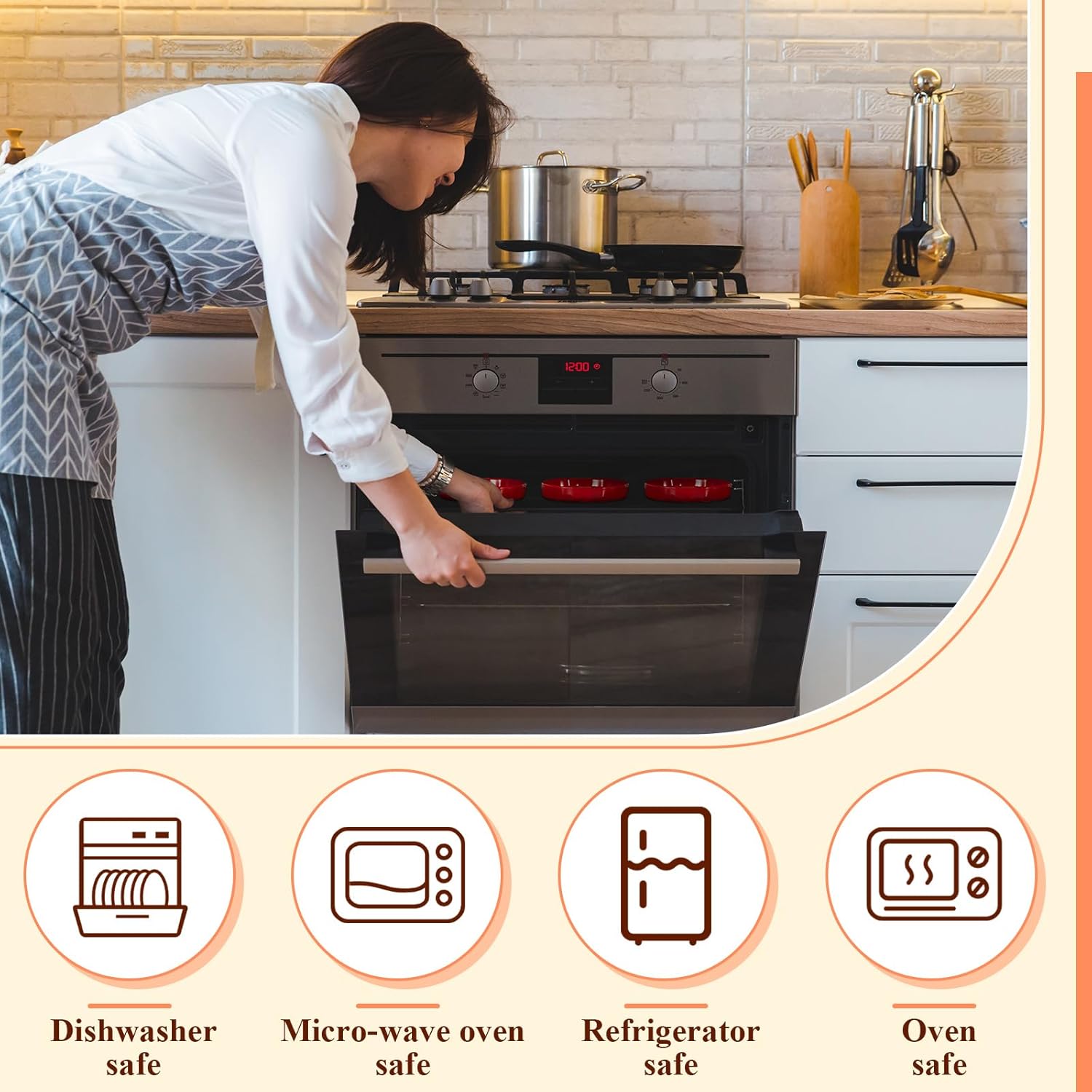 6 piezas de ramequines de 8 onzas aptas para horno, para creme brulee, platos de crema brulee, platos de porcelana para hornear quiche redondos para
