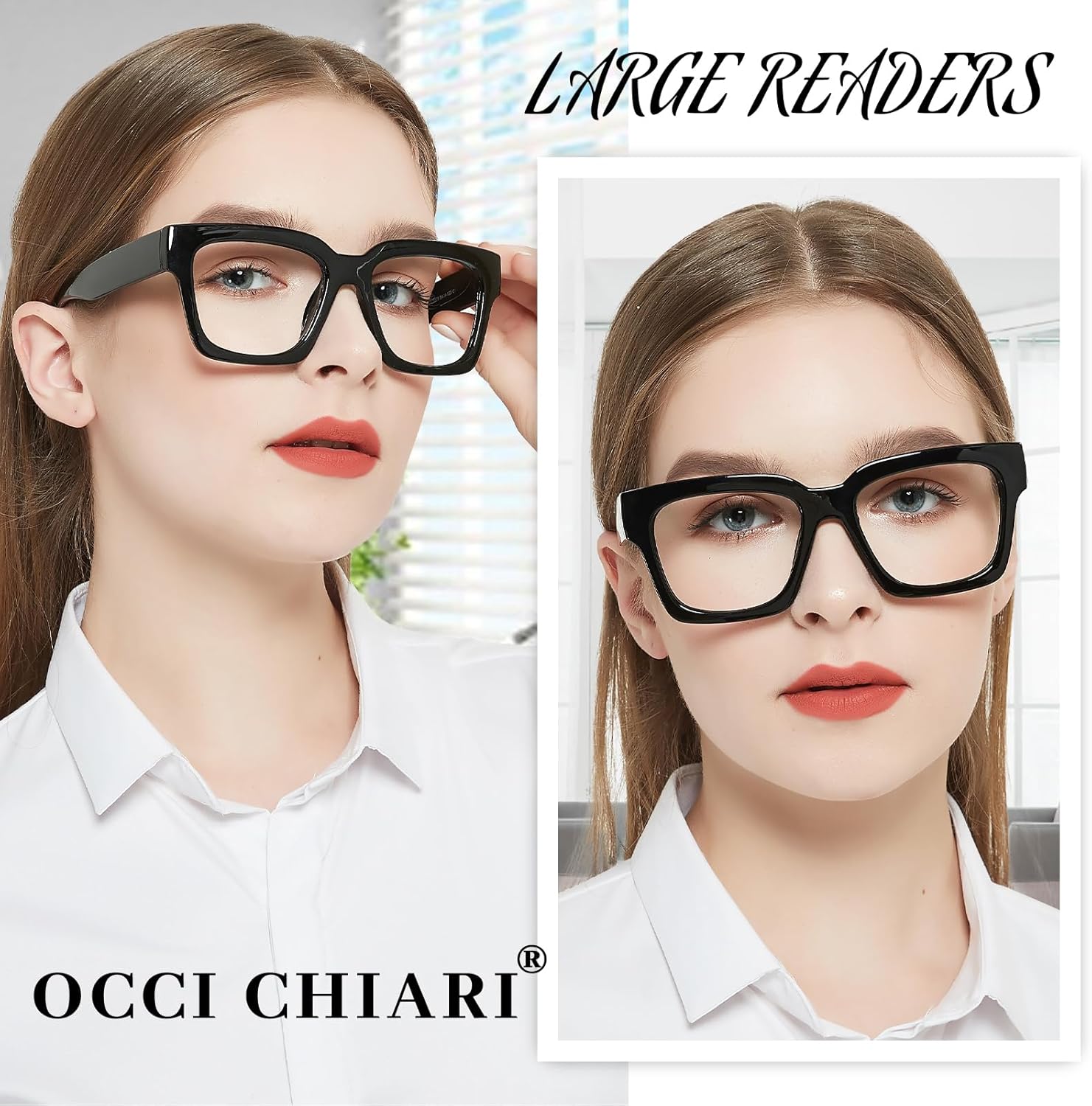 OCCI CHIARI Gafas de lectura grandes para mujer, elegantes lectores cuadrados 1.0 1.25 1.50 1.75 2.0 2.25 2.50 2.75 3.0 3.5