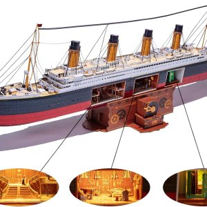 MU Rompecabezas de metal 3D para adultos, edificio de modelo de barco Titanic con iluminación LED, RMS Titanic Ocean Liner Kit de modelos de MU Rompecabezas de metal 3D para adultos, edificio de modelo de barco Titanic con iluminación LED, RMS Titanic Ocean Liner Kit de modelos de