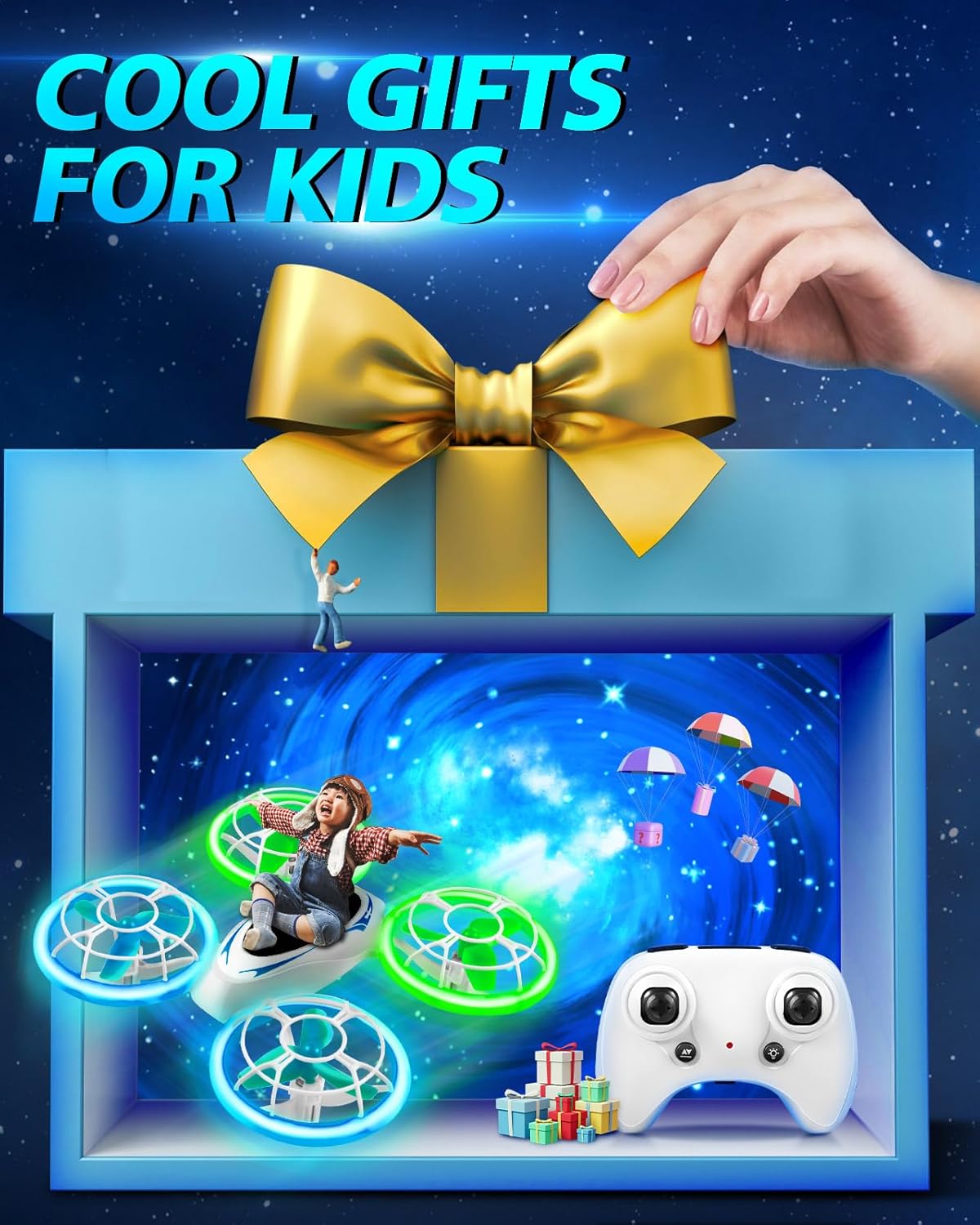 Mini dron para niños, dron de control remoto para principiantes con modo sin cabeza, pequeño dron RC para niños con protección completa de hélice, 3