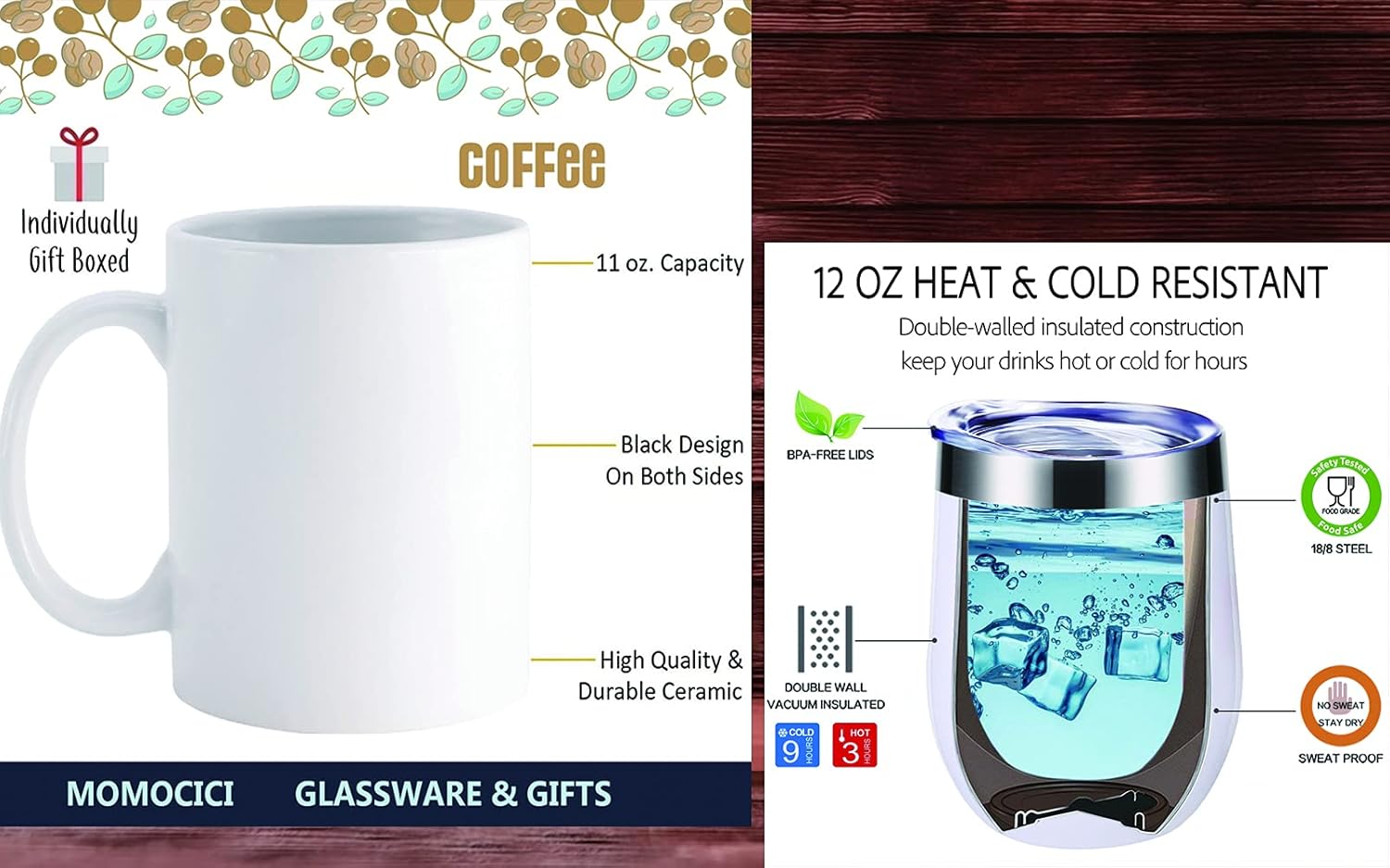 Before Work After Work – Taza de café de 11 onzas y vaso de vino de 12 onzas, regalos para compañeros de trabajo, amigos, profesores, médicos,