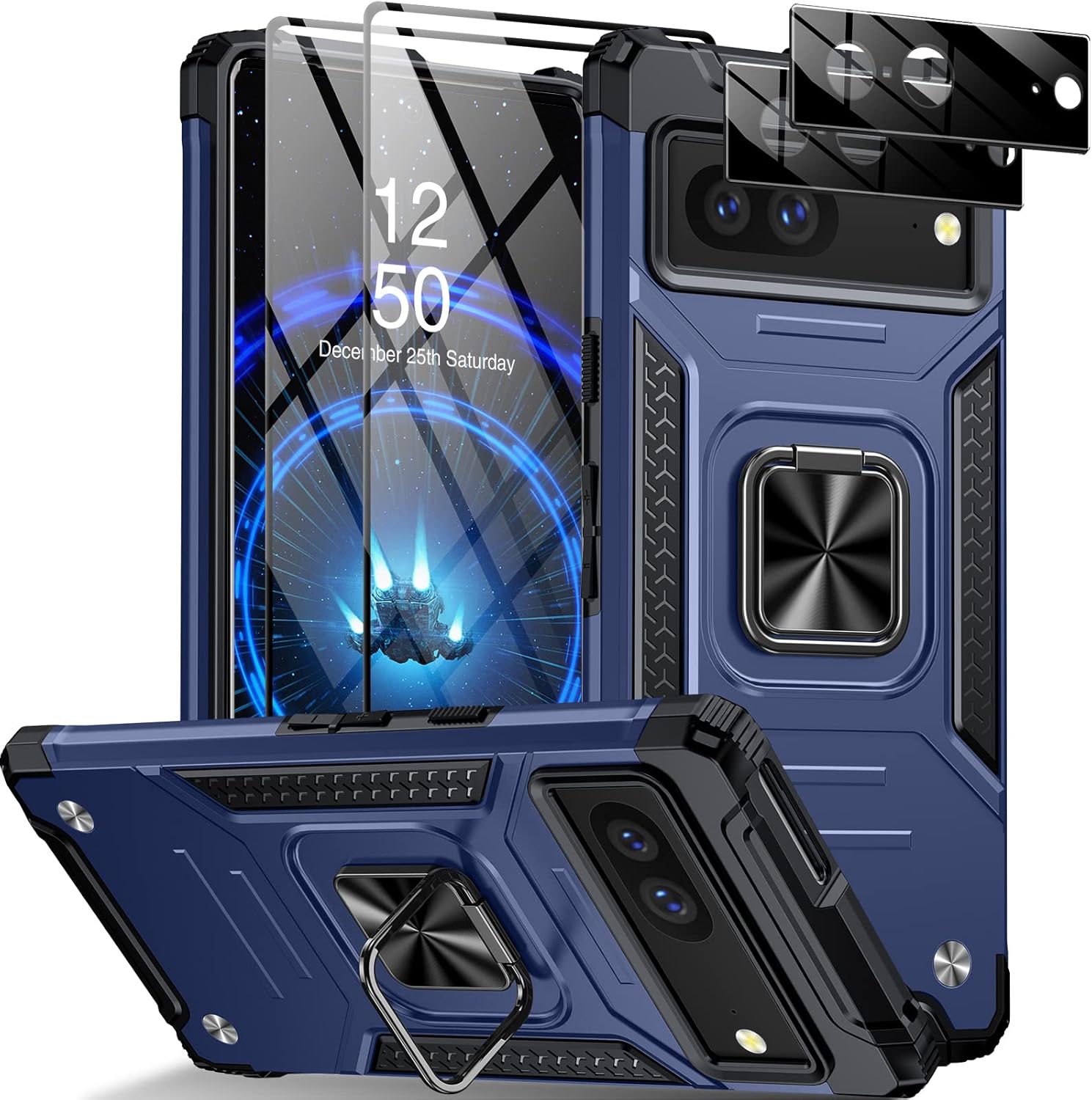 Funda para Google Pixel 7, con 2 protectores de pantalla + 2 protectores de lente de cámara, funda para teléfono Pixel 7 resistente, funda