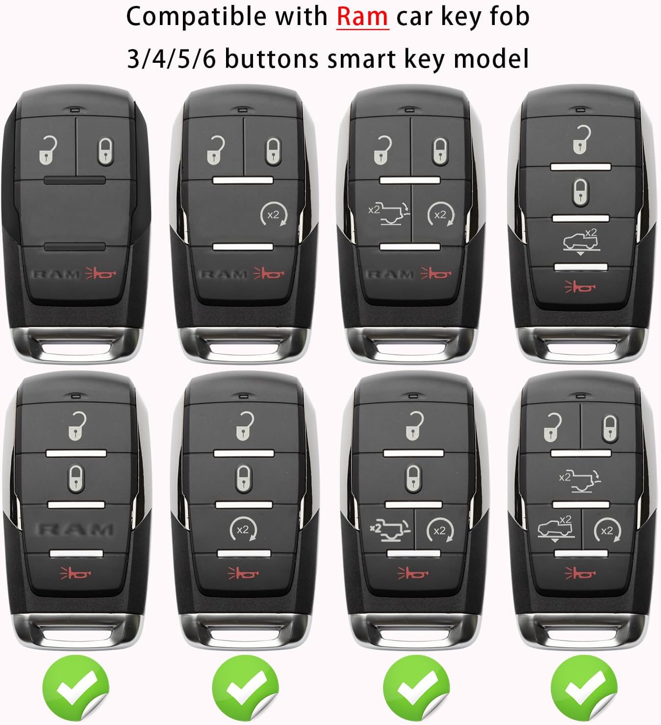 Compatible con la funda para llavero Ram de automóvil, color rojo, protector 1500 Classic 2500 3500 Laramie ProMaster 1500 ProMaster 2500 ProMaster