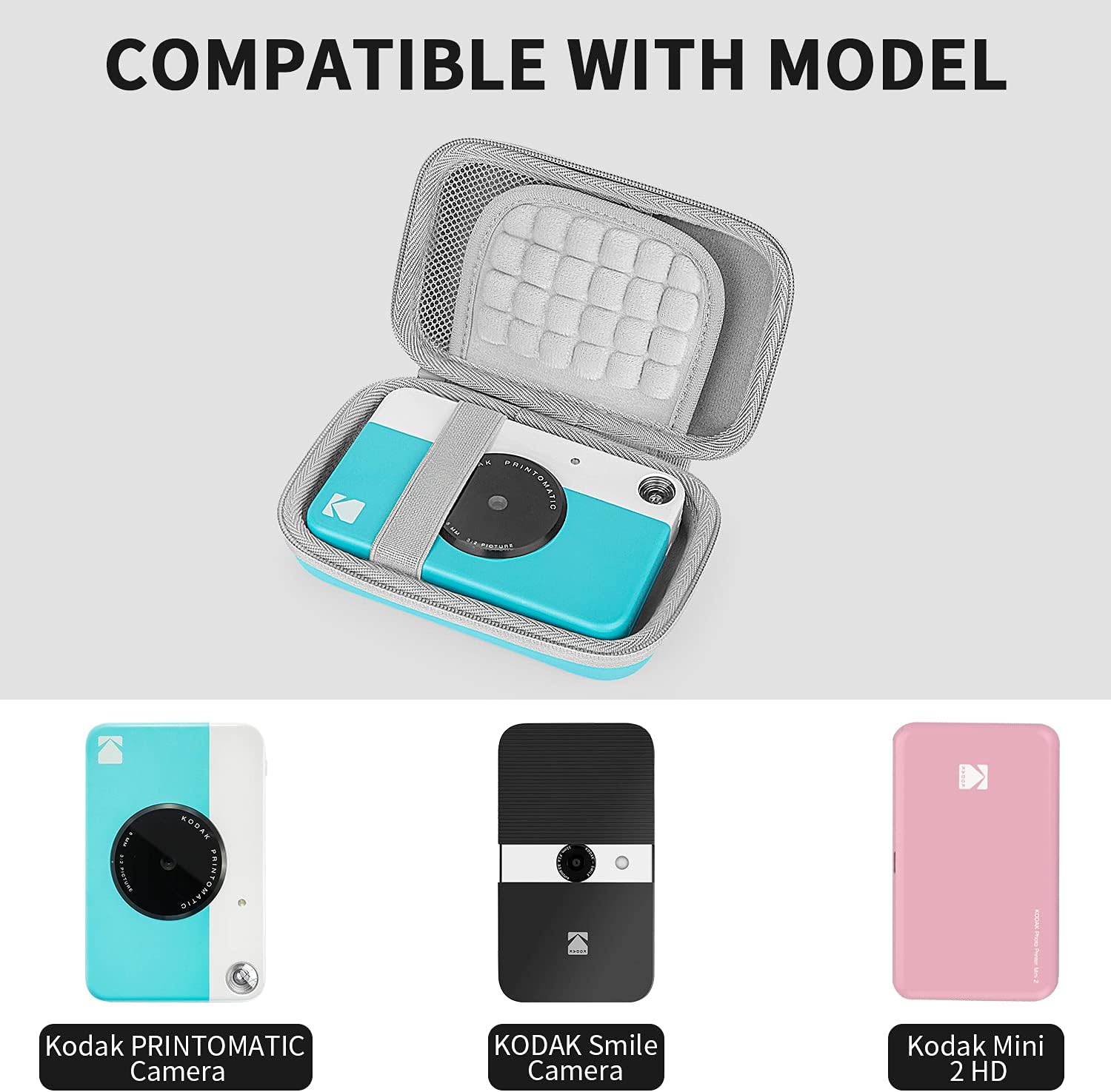 Yinke Funda para impresora fotográfica instantánea portátil Kodak PRINTOMATICSmileMini 2 HDSmile, funda protectora de viaje (azul nuevo)