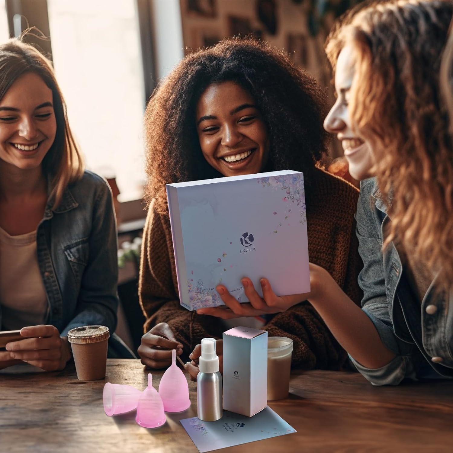 LUCOOLIFE Copa menstrual reutilizable, copas de silicona para el período, suaves, cómodas y respetuosas con el medio ambiente, juego de 3 kits para