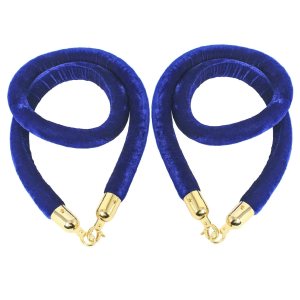 NovelBee Paquete de 2 cuerdas de terciopelo de 5 pies con ganchos chapados en oro, barrera de línea de cola de poste de control de multitudes (azul) NovelBee Paquete de 2 cuerdas de terciopelo de 5 pies con ganchos chapados en oro, barrera de línea de cola de poste de control de multitudes (azul)