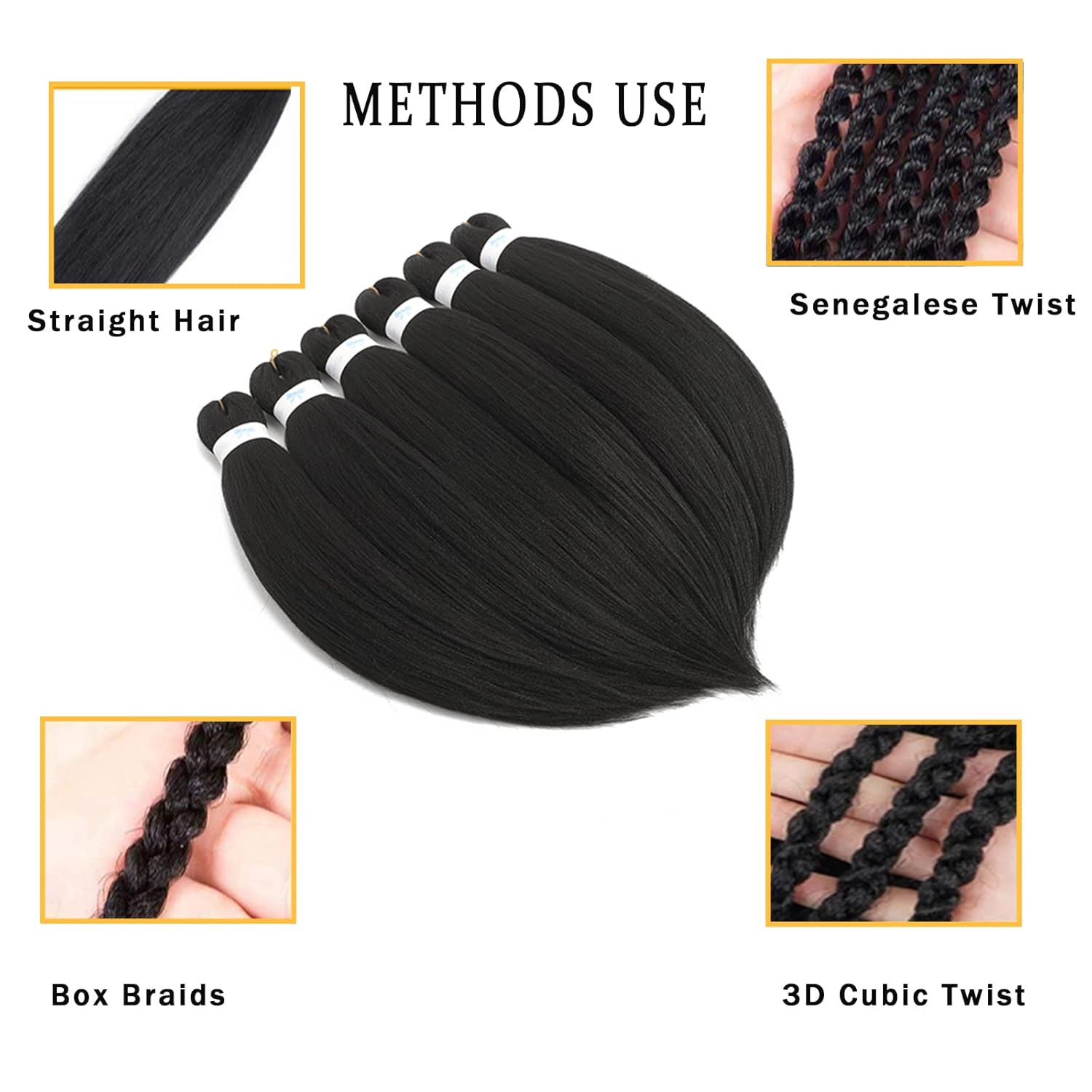20 Inch 6 Packs Pre-stretched EZ Braiding Hair Extensions Yaki Texture Professional Crochet Braids Hair Hot Water Setting Synthetic Hair for Twist