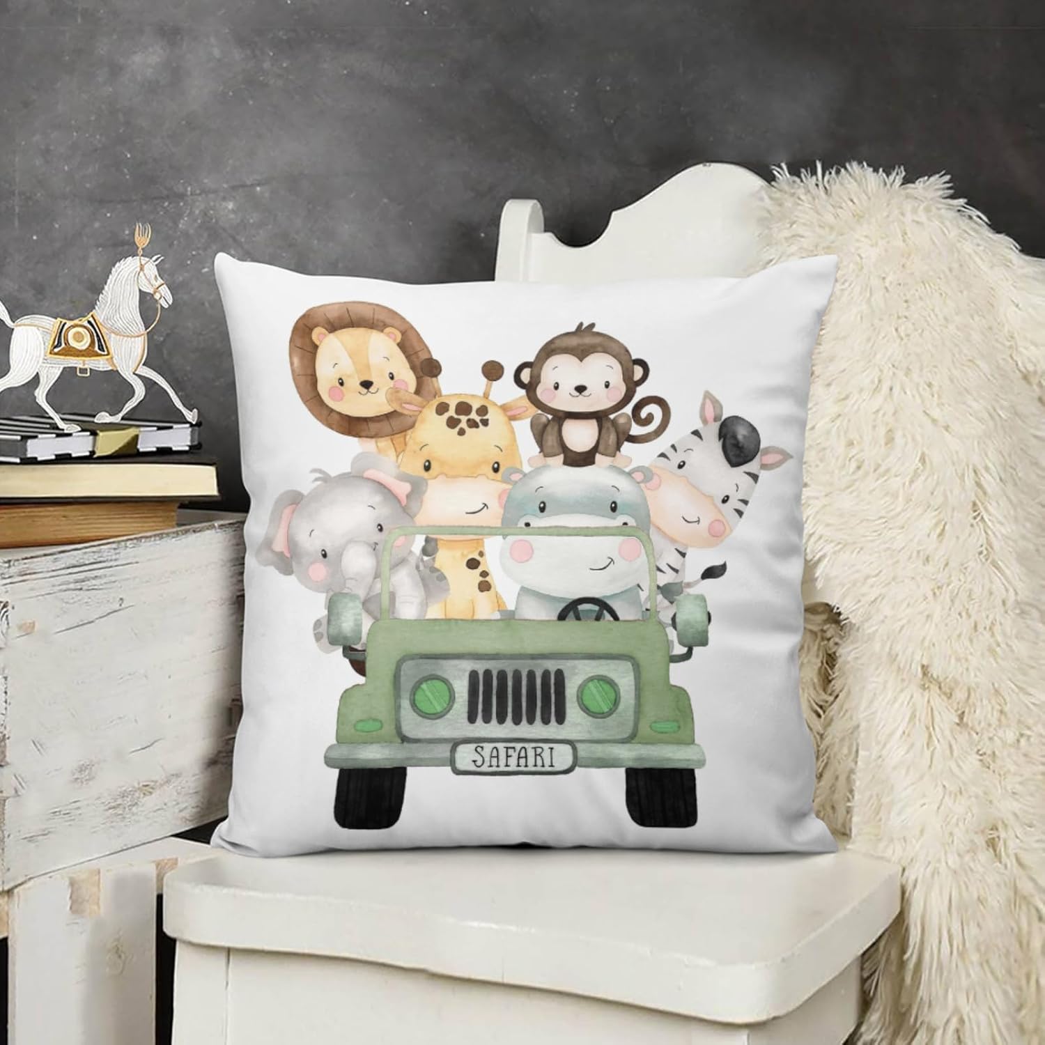 HawSkgFub Funda de almohada decorativa para bebé niño y niña, funda de almohada decorativa, funda de cojín de selva para dormitorio, sala de juegos,