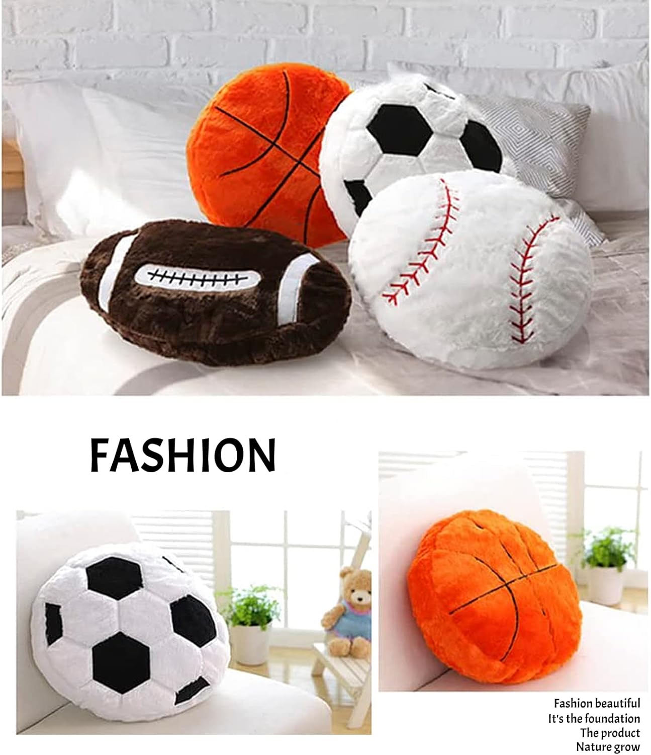 Almohada de baloncesto suave y esponjosa, juguete de fútbol de felpa, acogedora almohada deportiva, cojín de espalda grueso, decoración de sofá,