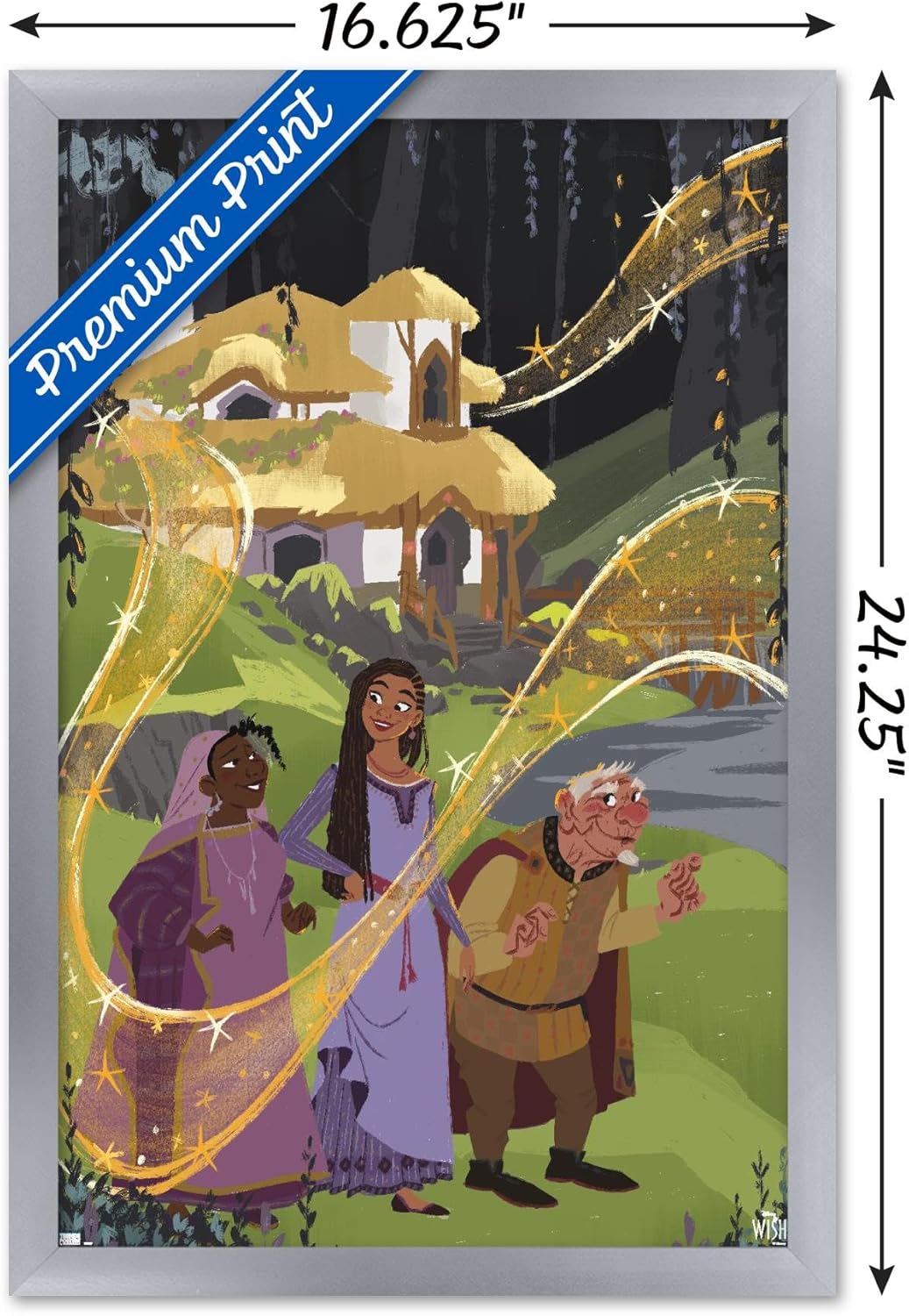 Trends International Disney Wish – Póster de collage 1 (familiar), 14.72 x 22.37 pulgadas, versión enmarcada en plata