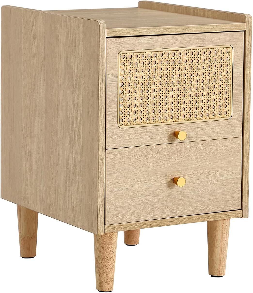 Mesita de noche de ratán con cajones de almacenamiento, muebles de noche simples y modernos, mesita de noche, mesa auxiliar para dormitorio, porche,