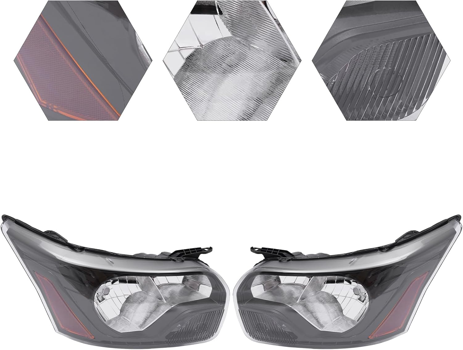 Faros delanteros halógenos compatibles con Ford Transit 150-350HD 2015-2022, montaje de faros delanteros CK4Z-13008-L CK4Z-13008-J (lado del