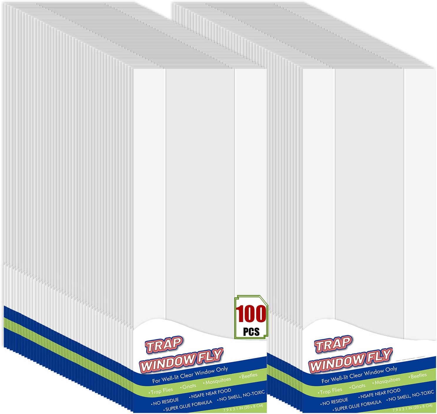 100 trampas para moscas de ventana, trampas adhesivas para ventana para interiores, tira transparente para ventana, trampa para moscas domésticas