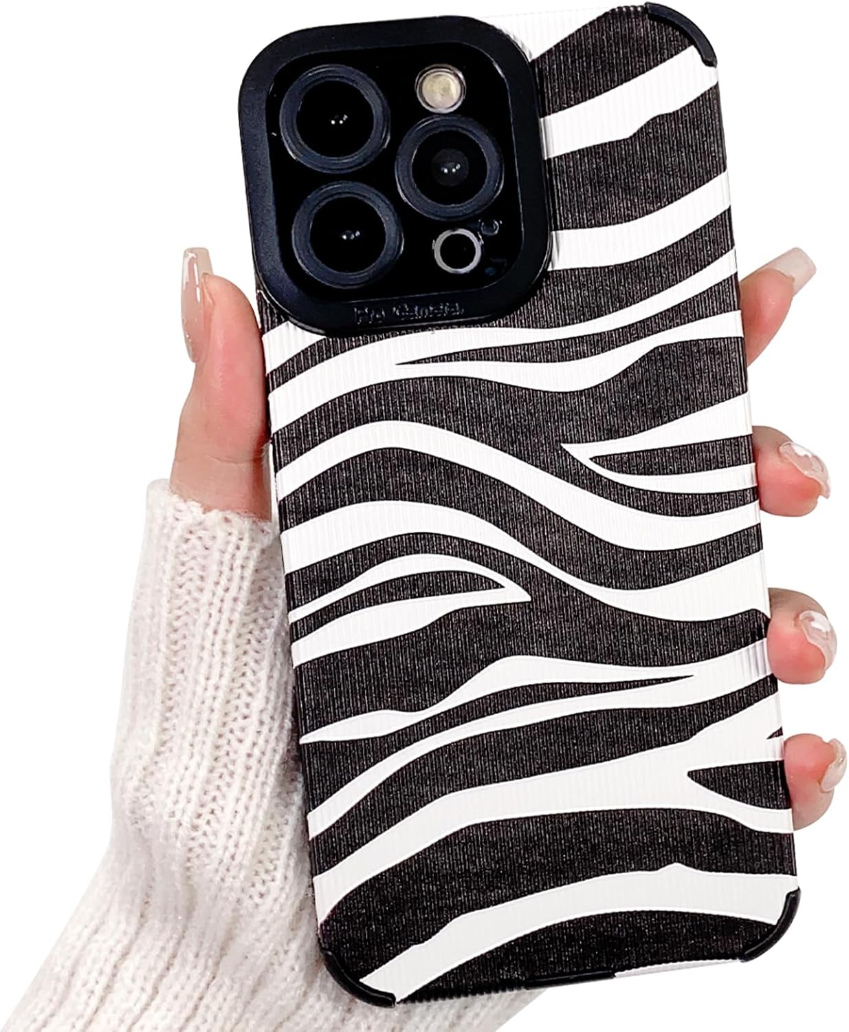 Funda compatible con iPhone 13 Pro Max a la moda, simple, lindo patrón de ondas de rayas de cebra para niñas y mujeres, TPU suave a prueba de
