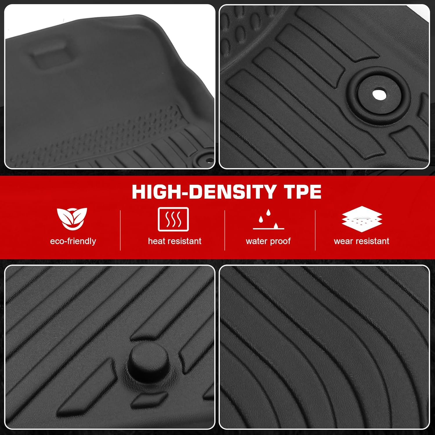 IKON MOTORSPORTS Alfombrillas de suelo de TPE 3D, compatibles con Ram 1500 Crew Cab 2019-2023, revestimientos de piso antideslizantes impermeables