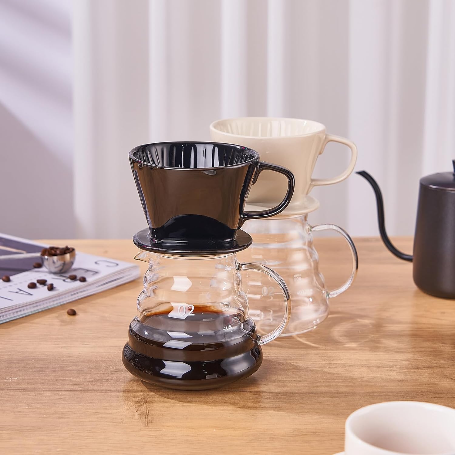 YOLIFE Gotero de café, cafetera de cerámica para verter sobre cono, filtro de infusión lenta de porcelana para viajes, camping, cafetería,