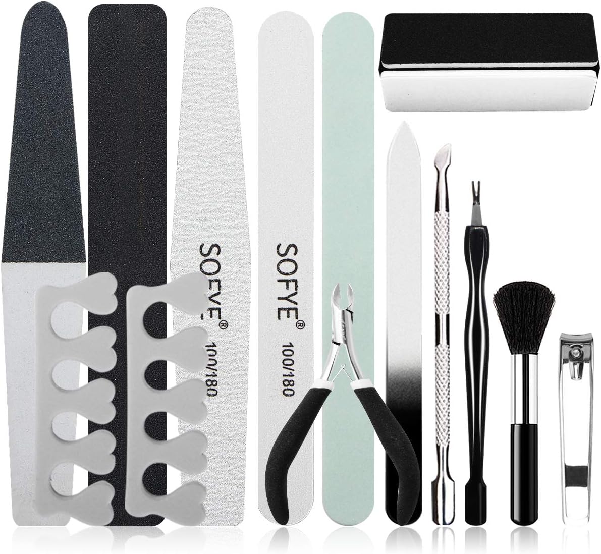 Juego de limas de uñas profesional de manicura y pedicura, limas de uñas de doble cara, kit de aseo de tablero de esmeril, kit de manicura de salón