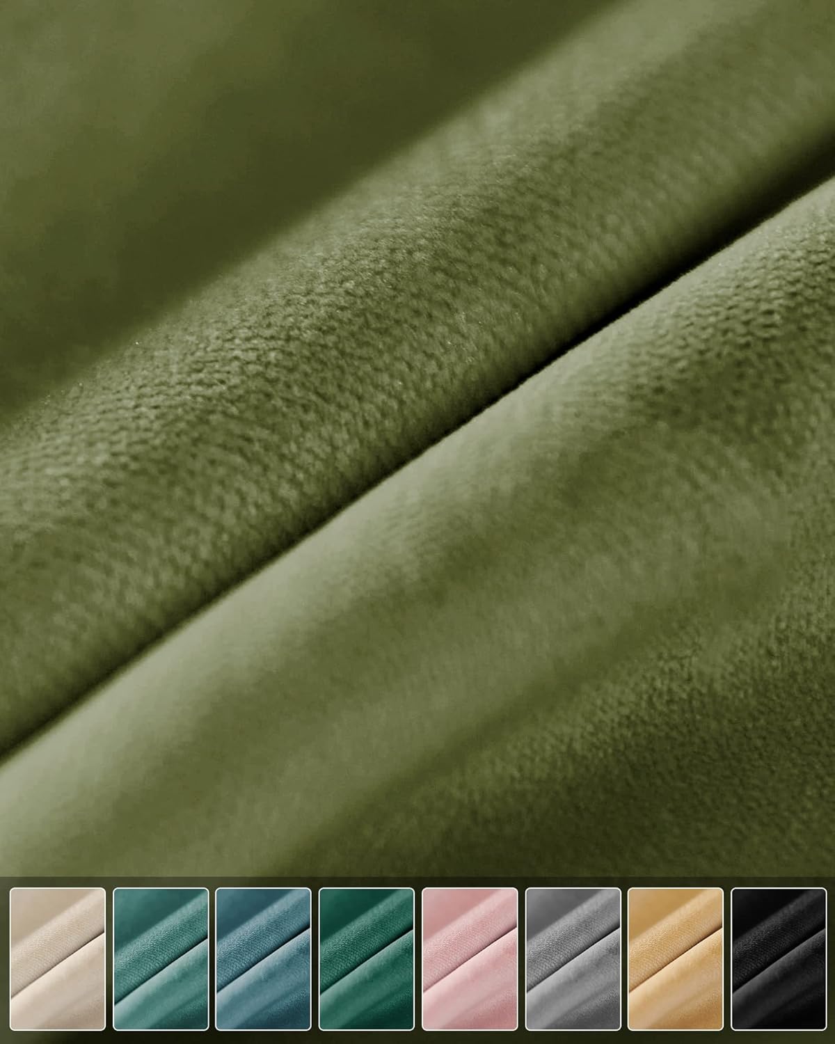 Cortinas de terciopelo de color verde de 72 pulgadas de largo con ojales, aislamiento térmico súper suave, reducción de ruido, gruesas filtrantes de