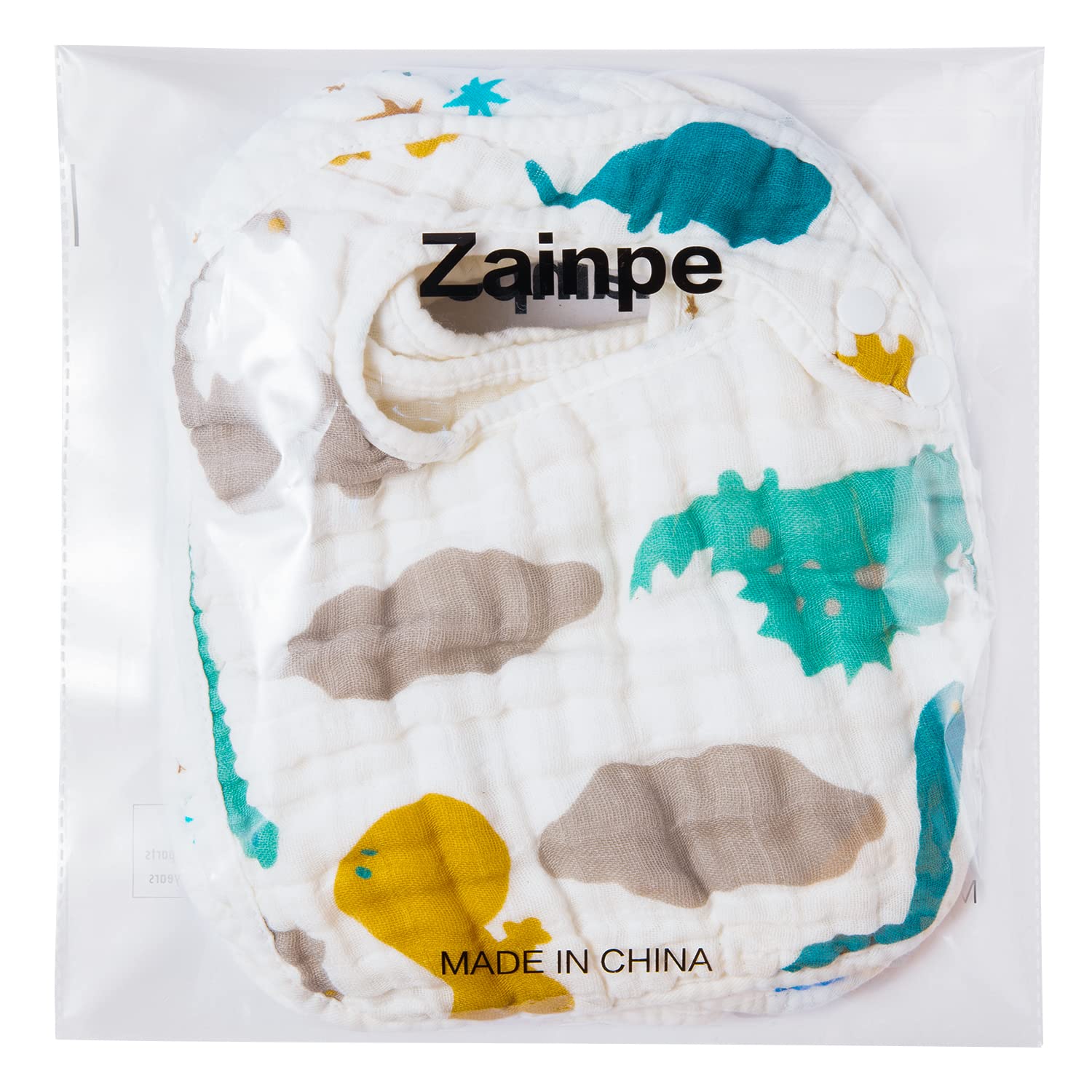Zainpe 6 baberos de algodón con diseño de dinosaurio y oso, ajustables, para niños y niñas de 3 a 36 meses