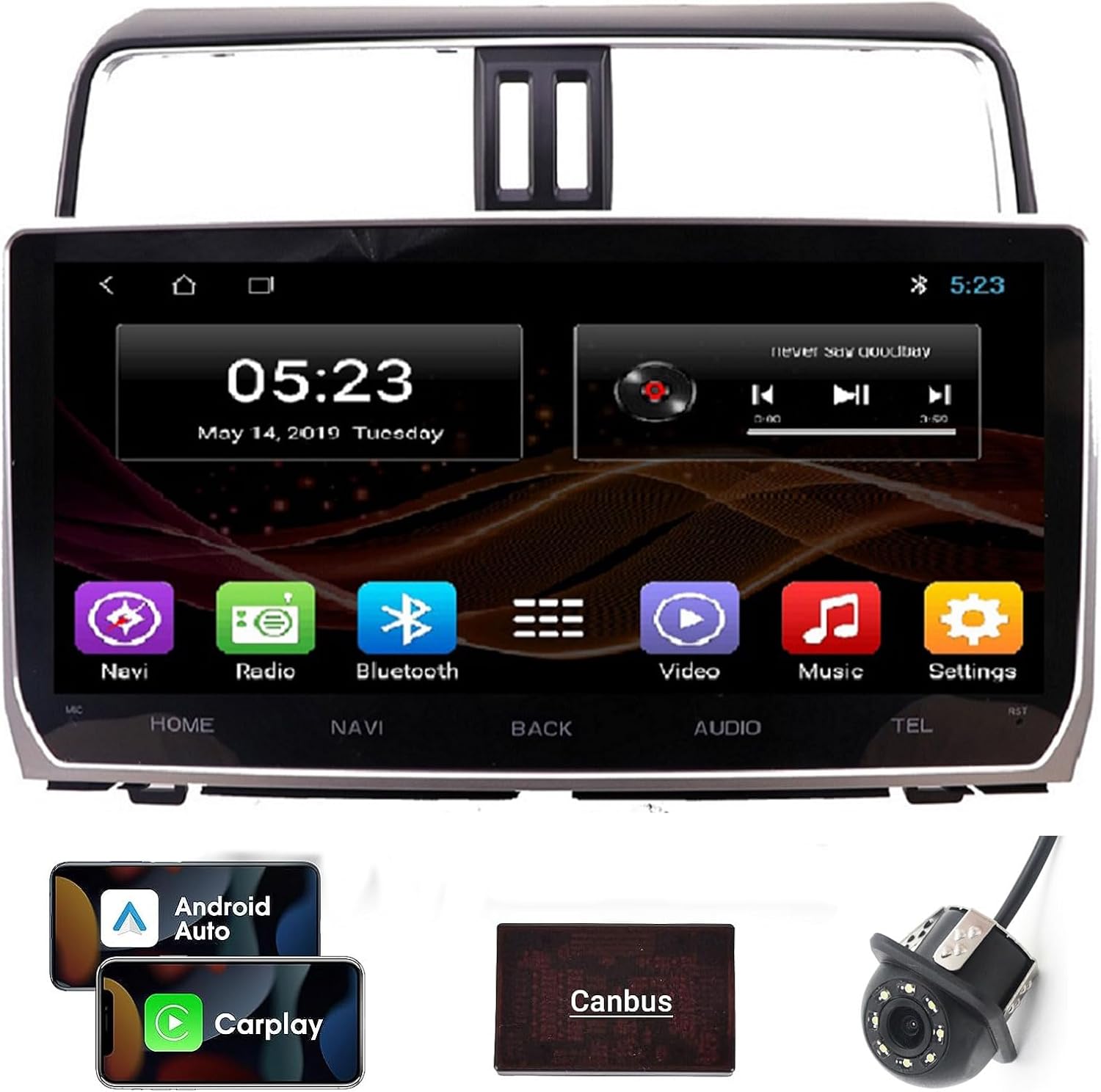 Radio de coche para Toyota Land Cruiser Prado 2018-2022 2G+32G 12.3 pulgadas Android 10 pantalla táctil estéreo de coche multimedia audio estéreo