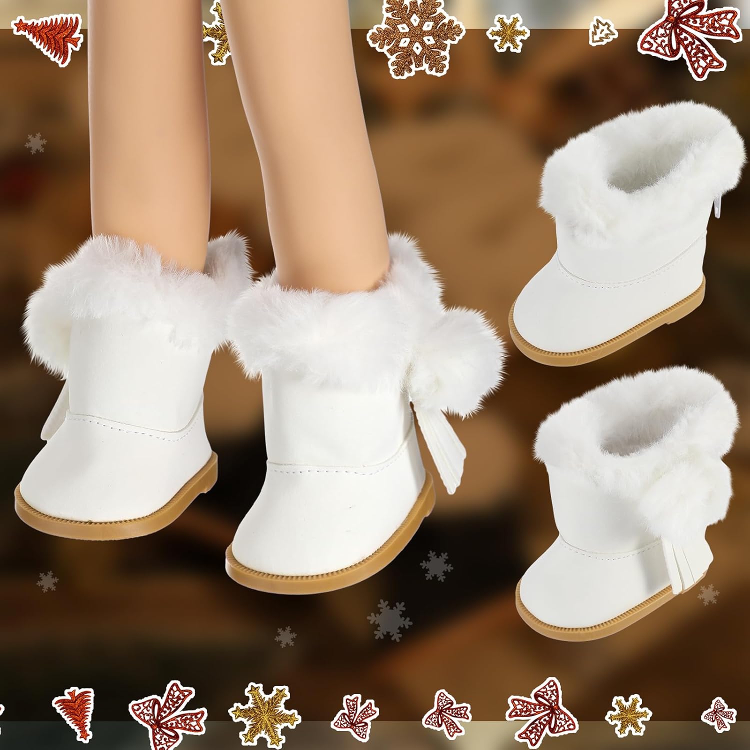 Bencailor 3 pares de zapatos de muñeca mini botas de invierno con forro de cachemira para muñecas de 18 pulgadas (estilo novedoso)