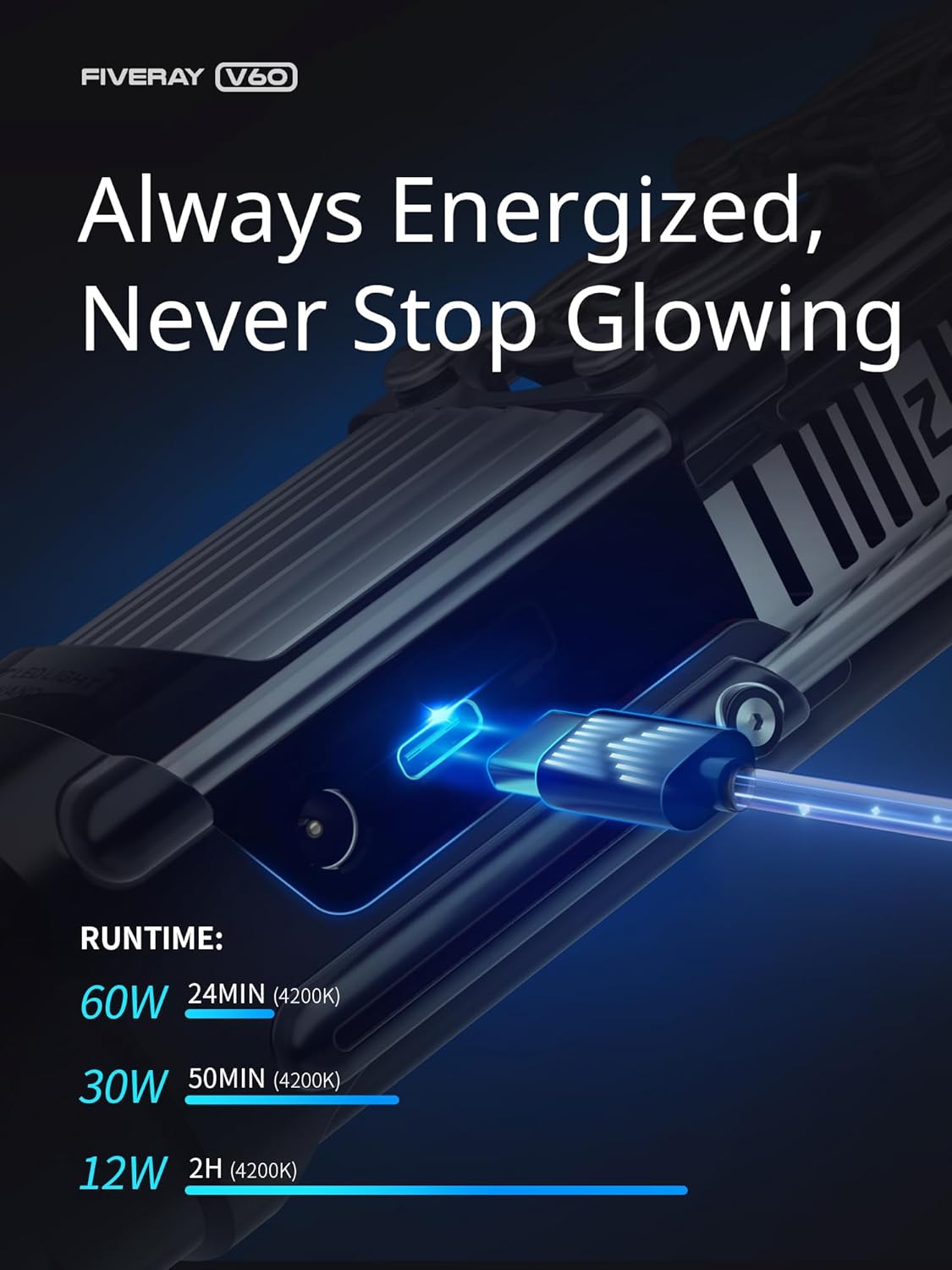 ZHIYUN V60 – Combo de varitas de luz de video, portátil de 60 W LED regulable, iluminación de fotografía de mano para estudio fotográfico,