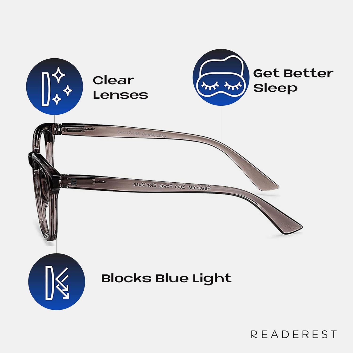 Readerest Lentes de lectura con bloqueo de luz azul (carbón, aumento de 3.50), anteojos para computadora con lente reflectante fina, antirreflejos,