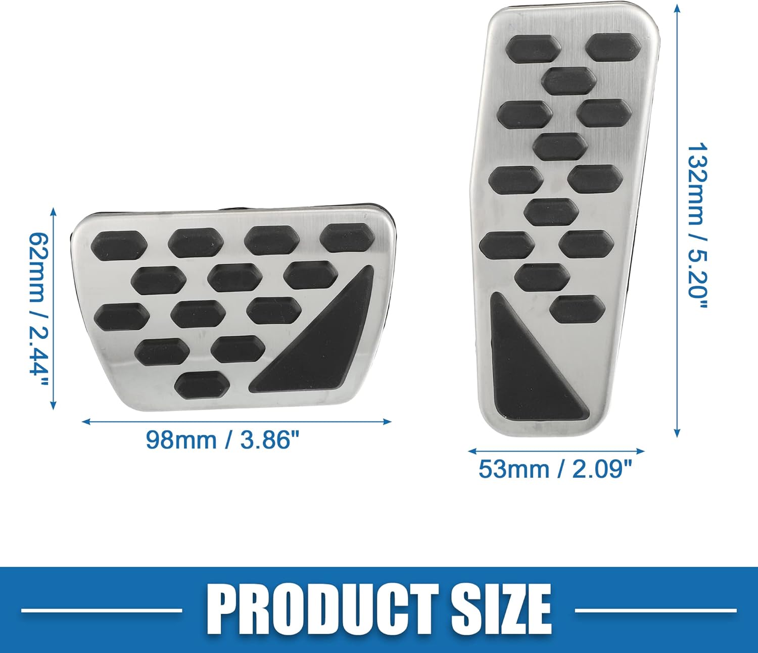 A ABSOPRO Cubierta de pedal de freno de gas antideslizante para Jeep Wrangler JL 2018-2023 Gladiator JT 2020-2022 acero inoxidable tono plateado