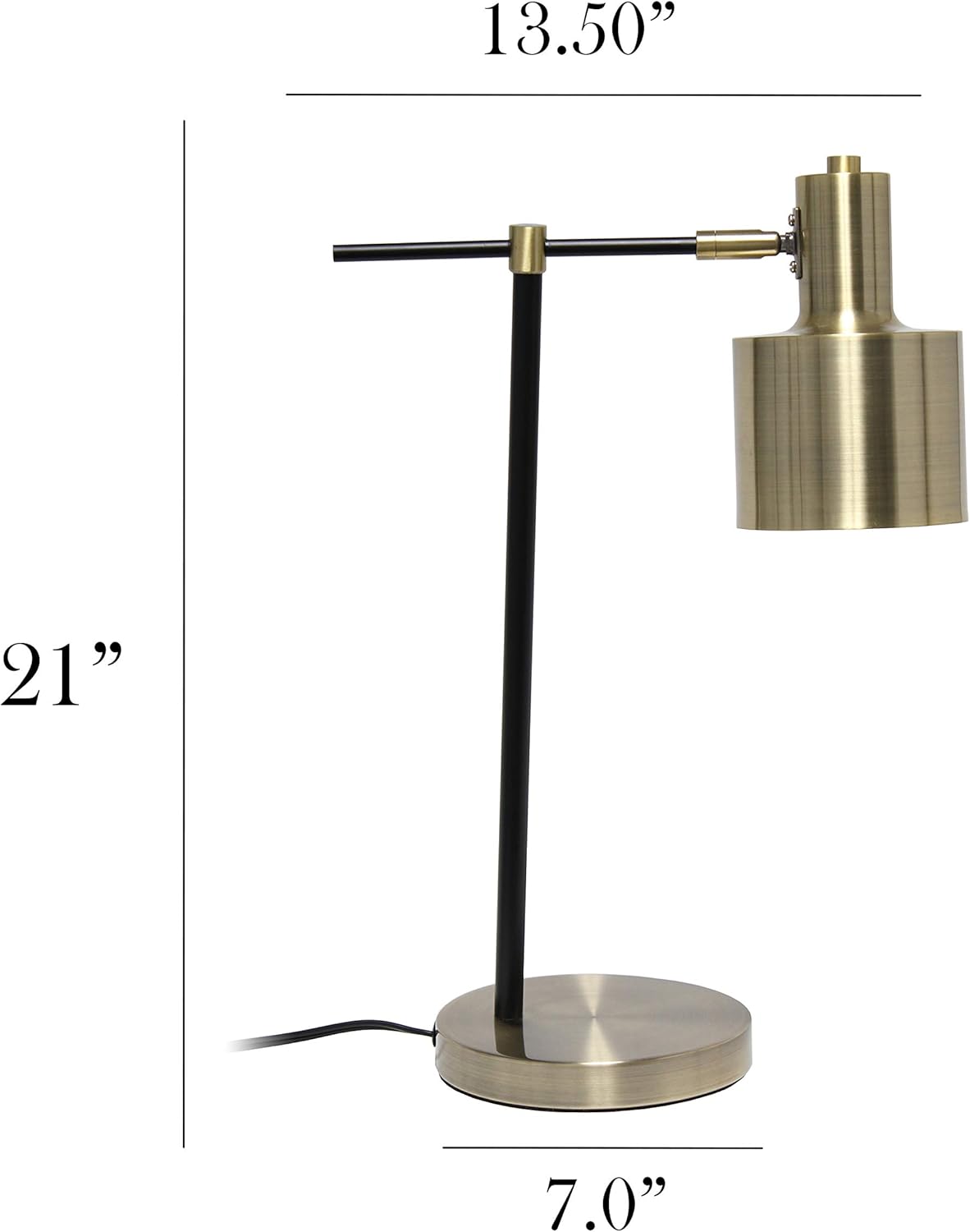 Simple Designs LT2074-ABS Lámpara de mesa de metal, latón antiguo