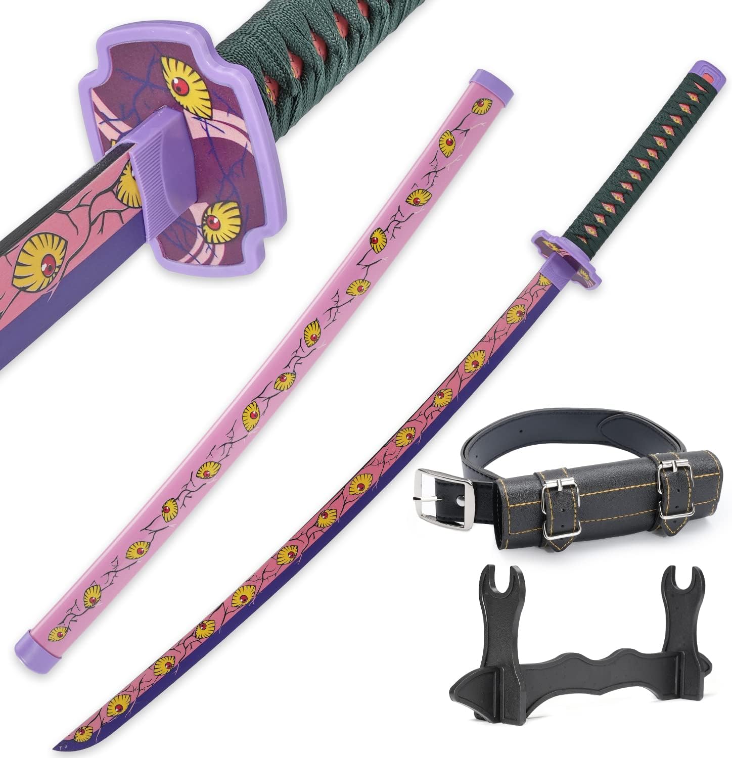 Espada Demon Slayer – Réplica de Katana de anime de 41 pulgadas con cinturón y soporte, espada duradera perfecta para cosplay, espada Nichirin con