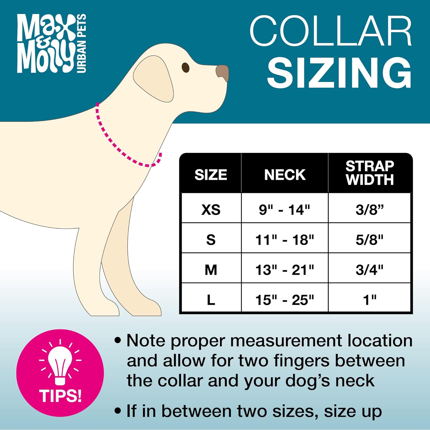 Max & Molly – Collar de neopreno acolchado suave con etiqueta de seguridad QR para mascotas, duradero, impermeable, antiolor, lavable a máquina,