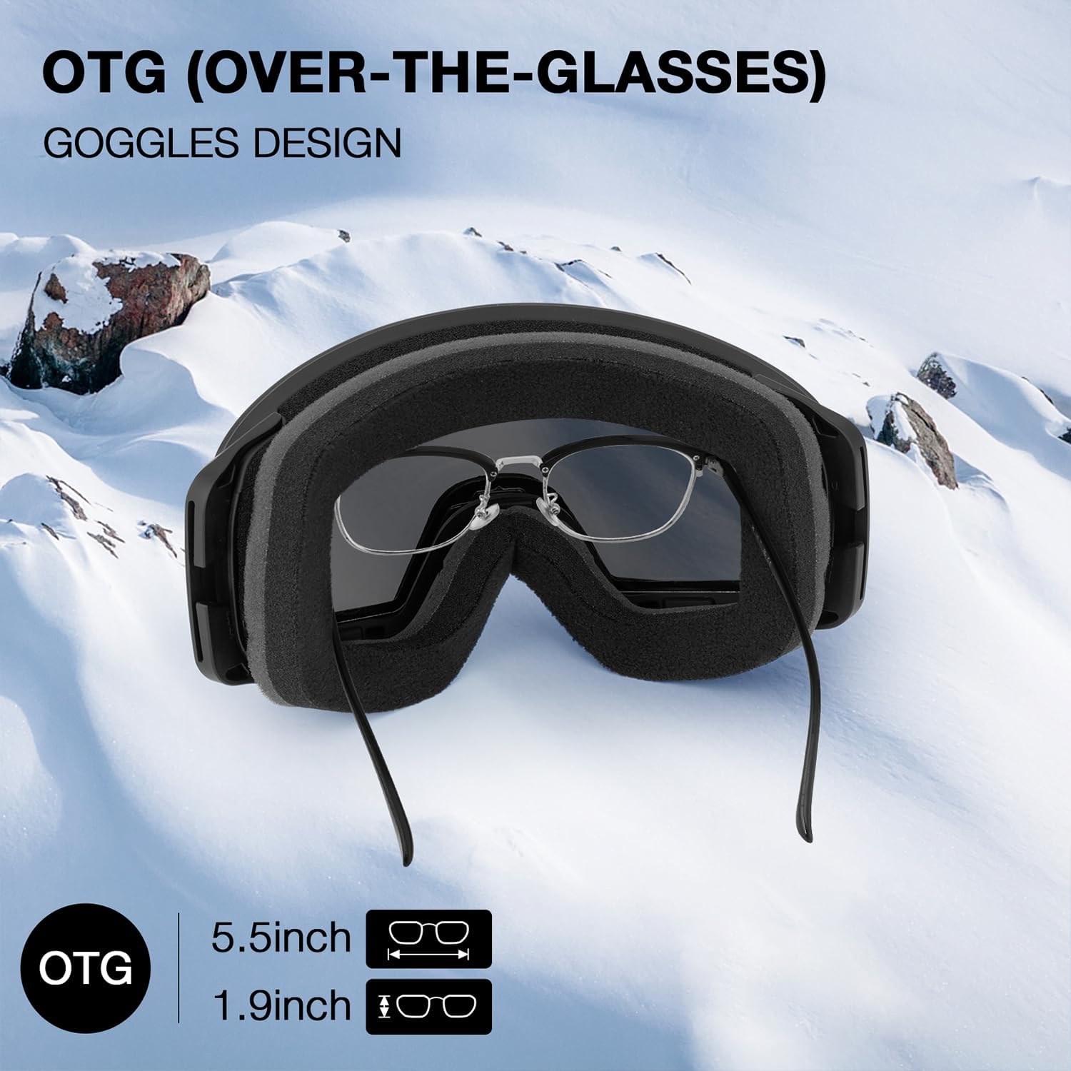 DBIO Ski Goggles Magnetic Lens – Frameless, UV Protection Anti fog OTG SnowSnowboard Goggles for Men Women Adult Youth