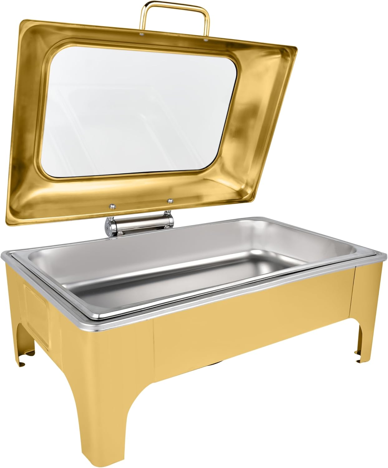 Golden Chafing Dish – Juego de bufé de 9 cuartos de galón, calentadores de alimentos y calentadores con tapas para fiestas, bufés, bandejas de